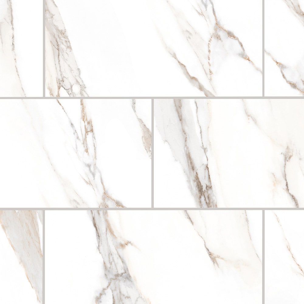 Statuario Crema 12-in x 24-in Polished Porcelain Marble Look Floor and Wall Tile (1.937-sq ft/ Piece)