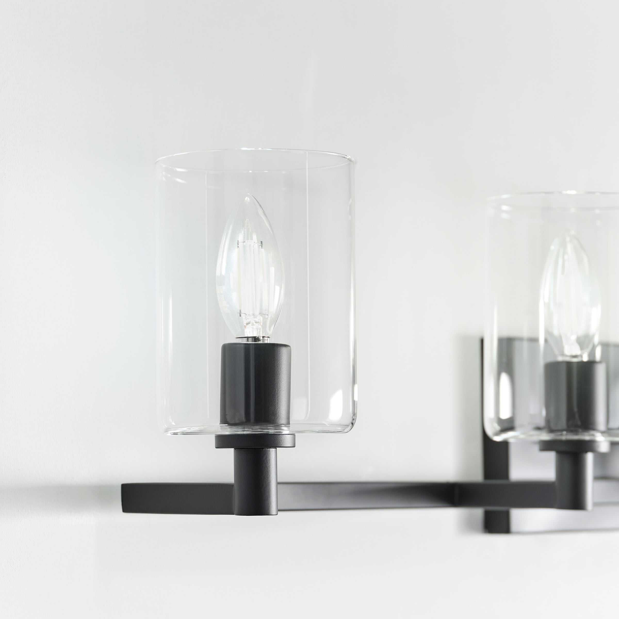 Fullton Midnight Black 4-Light Clear Glass Cylinder Vanity Light