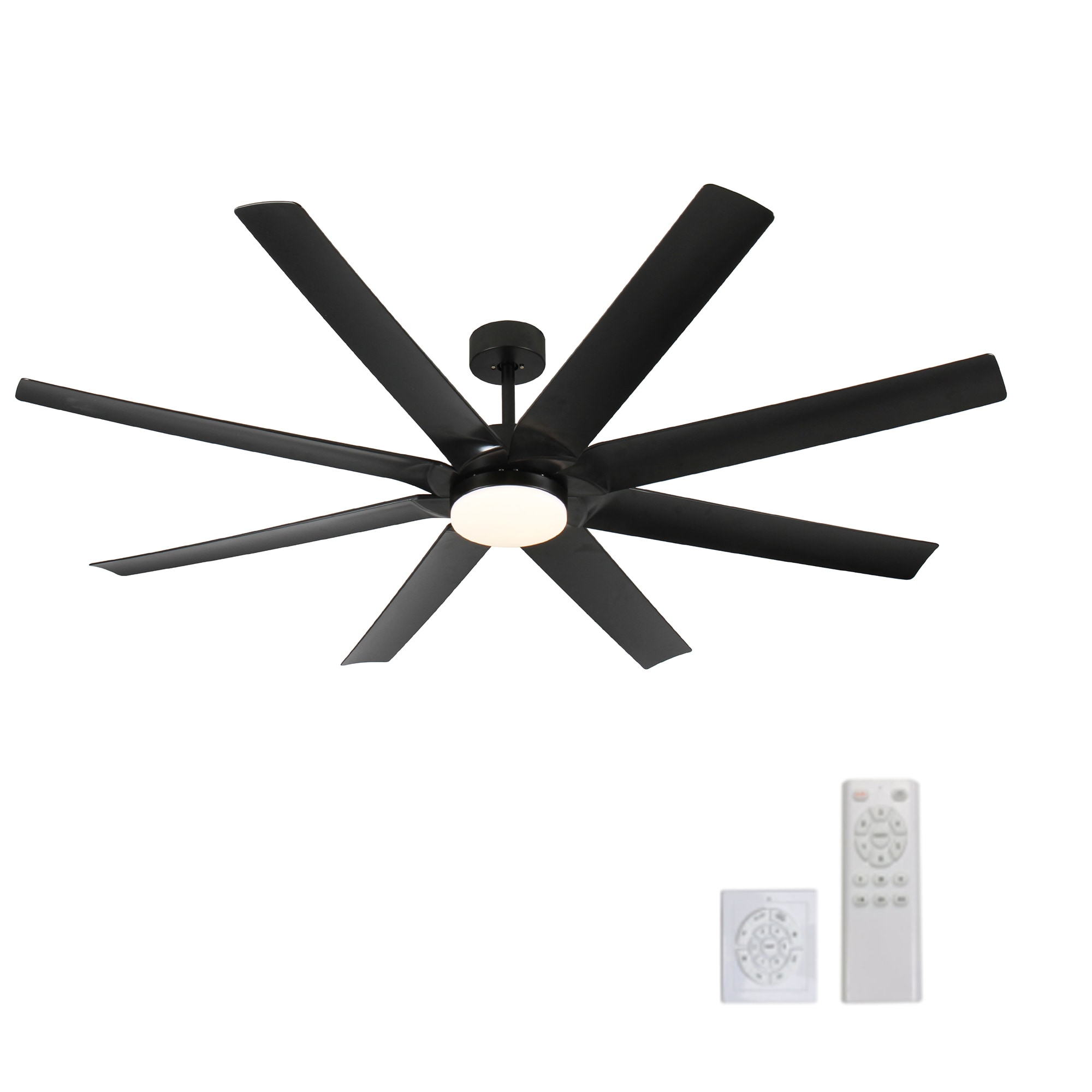 SINOFURN SYB570030BN 72-in Color-Changing Integrated LED Outdoor Black with ABS Blades Ceiling Fan Without Light - Remote Included ( 8 -Blade )