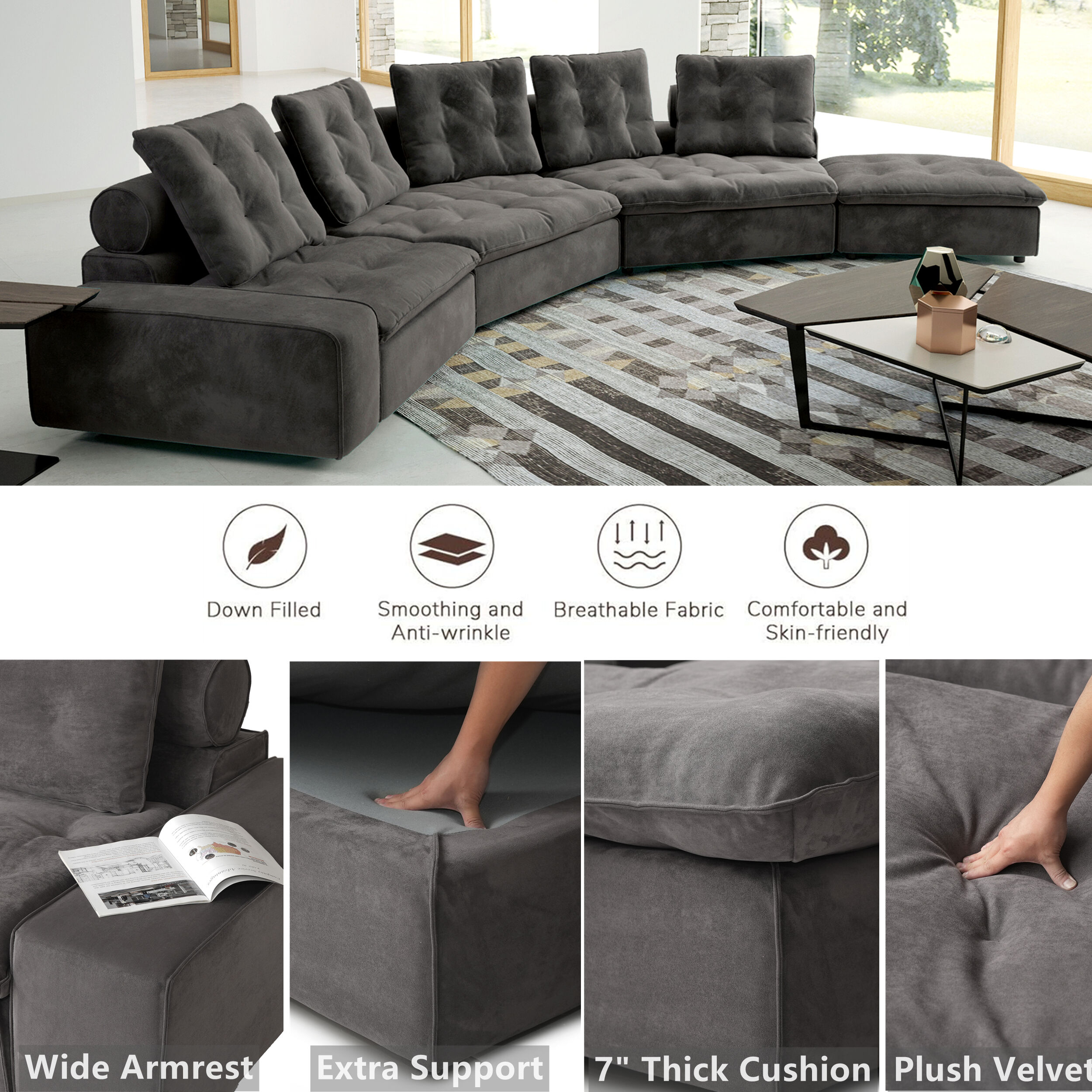 BuotiqHom DH-S2-136GY Sofas-Loveseats - View #2