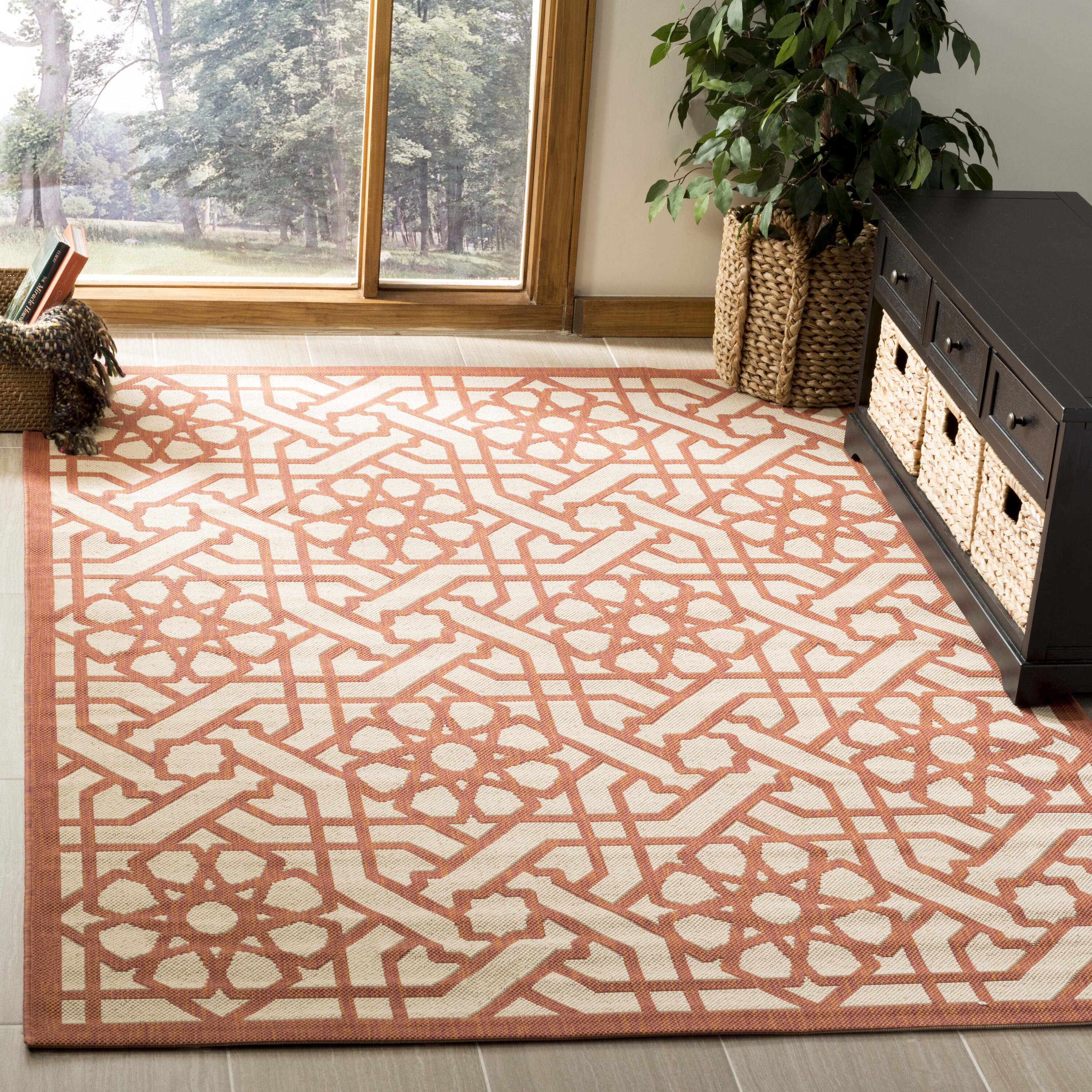 Martha Stewart MSR4245-231-8 Triumph 8 x 11 (ft) Loomed Polypropylene Cayenne Rectangular Indoor Abstract Coastal Area rug