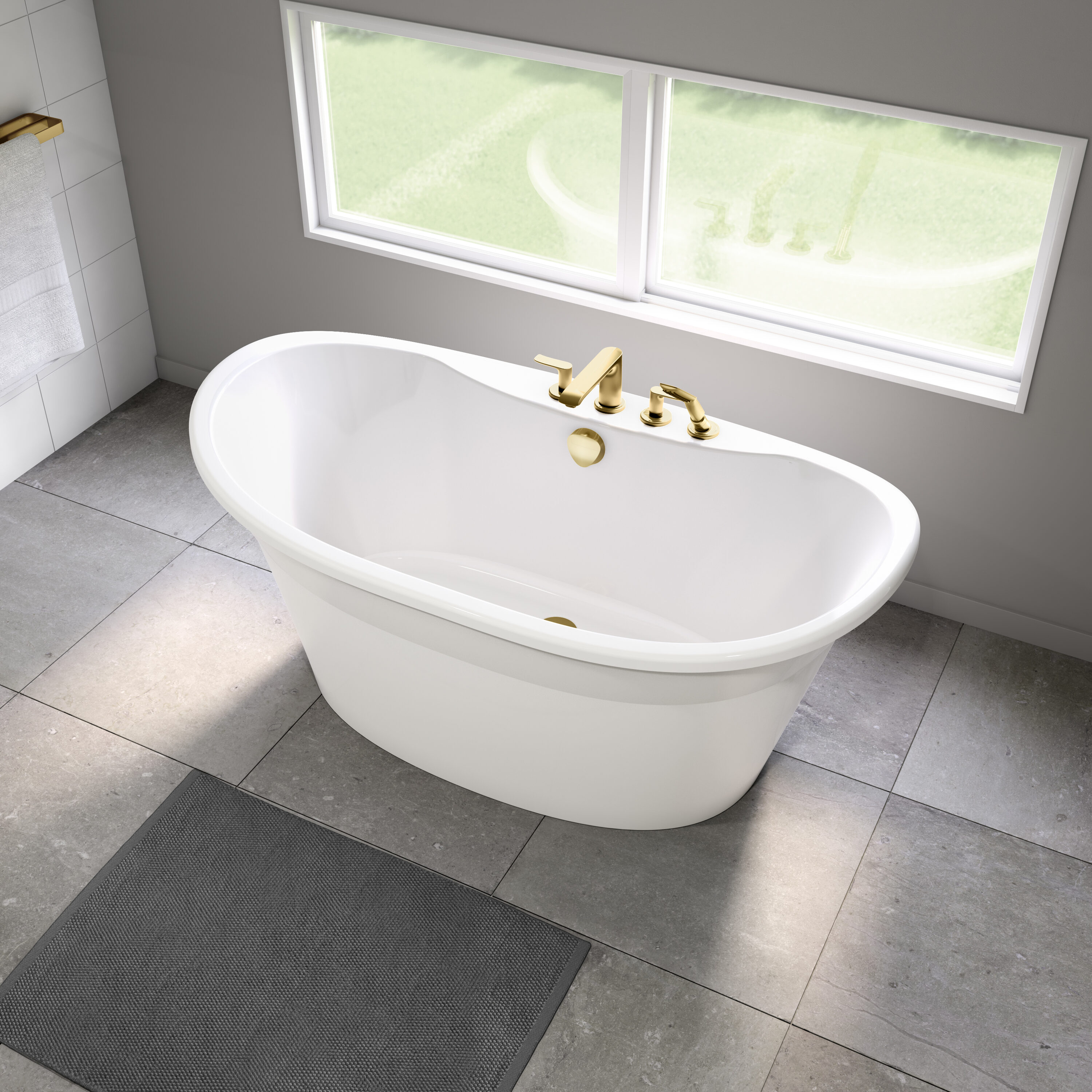 MAAX Sax 32-in x 60-in White Gelcoat/Fiberglass Oval Freestanding Soaking  Bathtub (Reversible Drain) in the Bathtubs department at