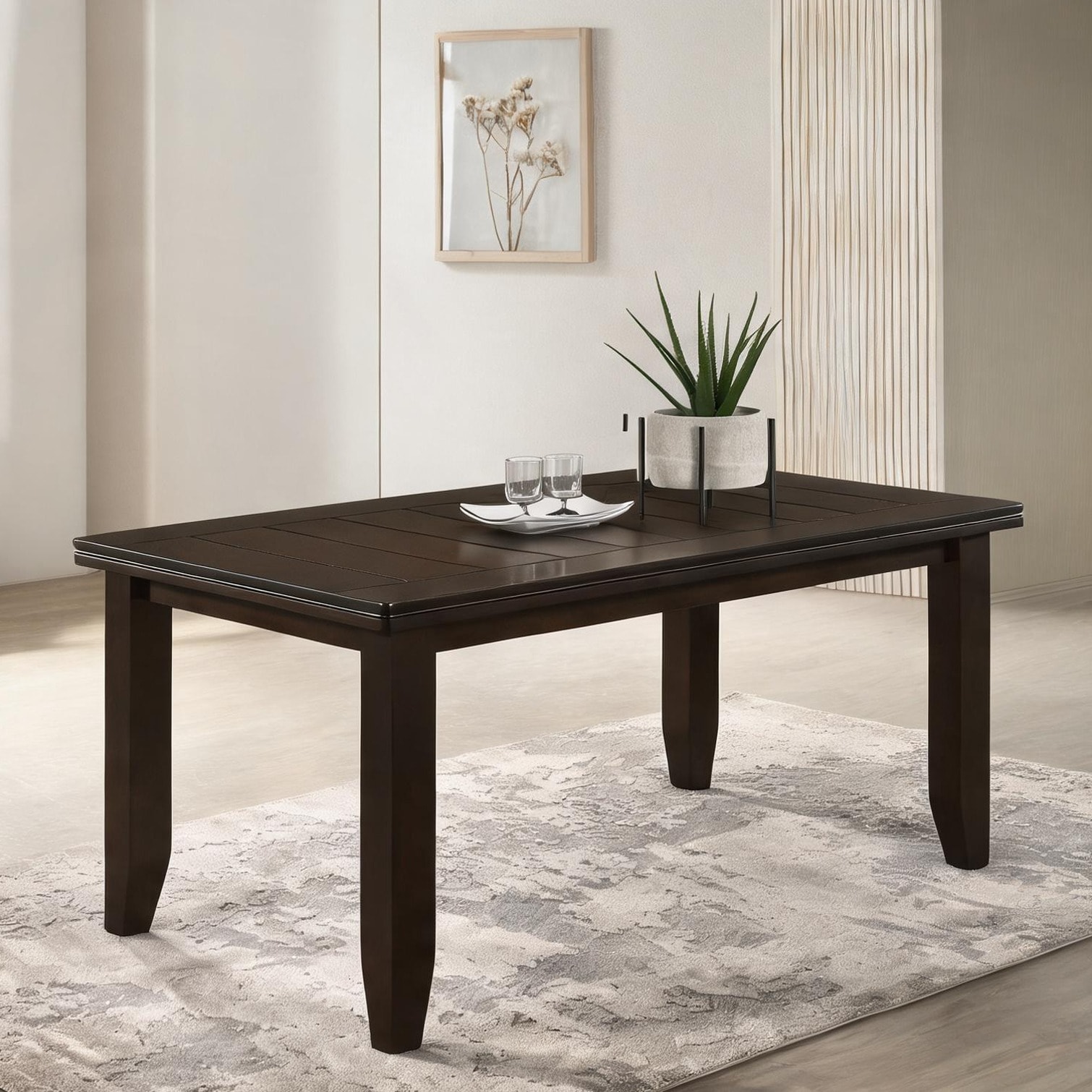 SunJet 66-Inch Rectangular Dining Table Seats 6 with Self-Storing Leaf ...