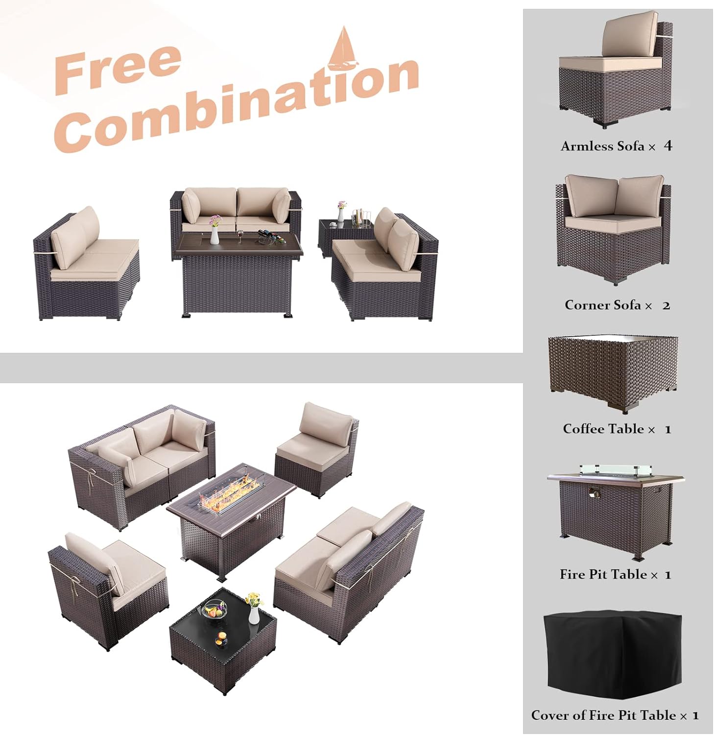 ALAULM LS-7+FP-SAND Patio-Conversation-Sets - View #6