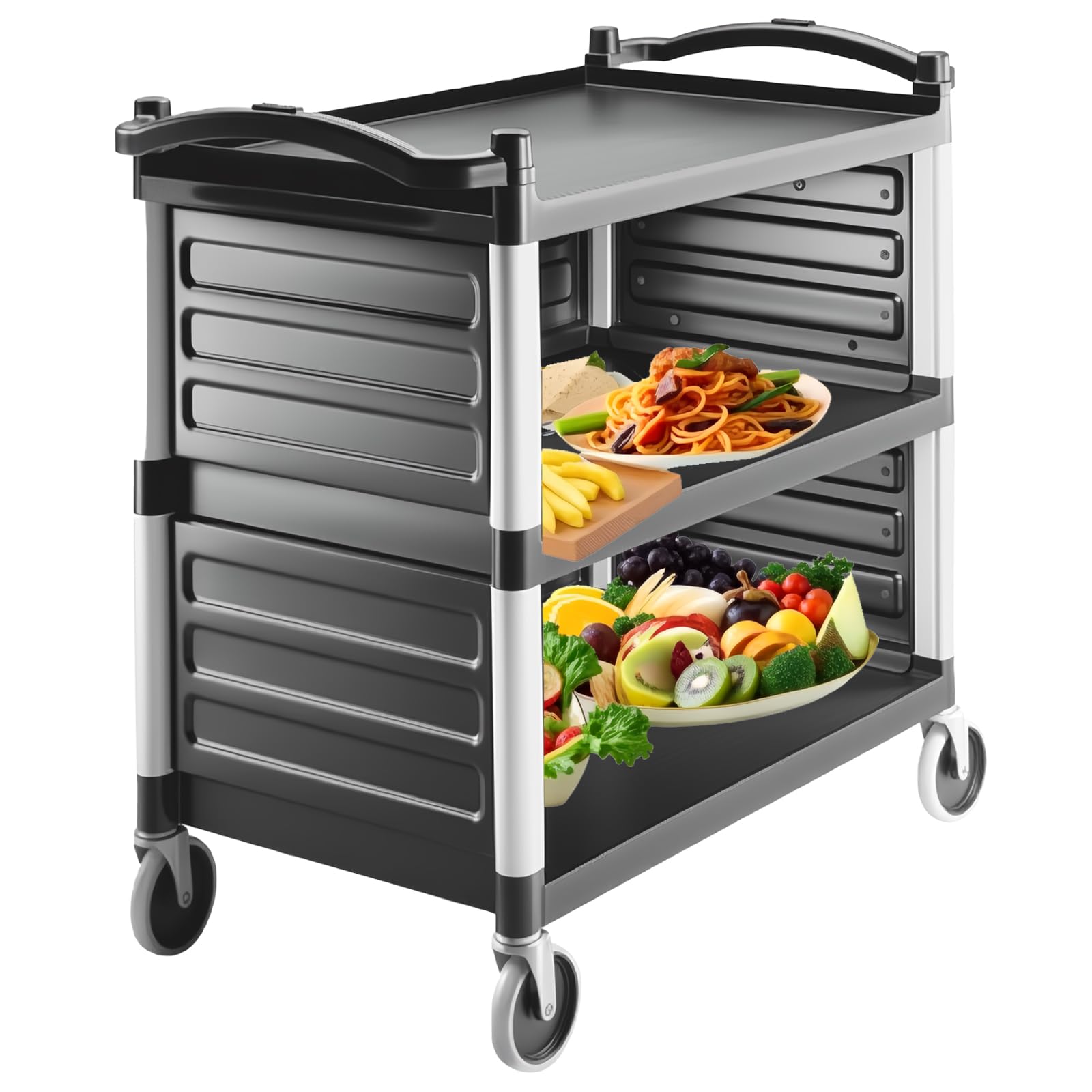 Lukvuzo 3-Tier Heavy-Duty Metal Service Utility Cart with Handle and ...