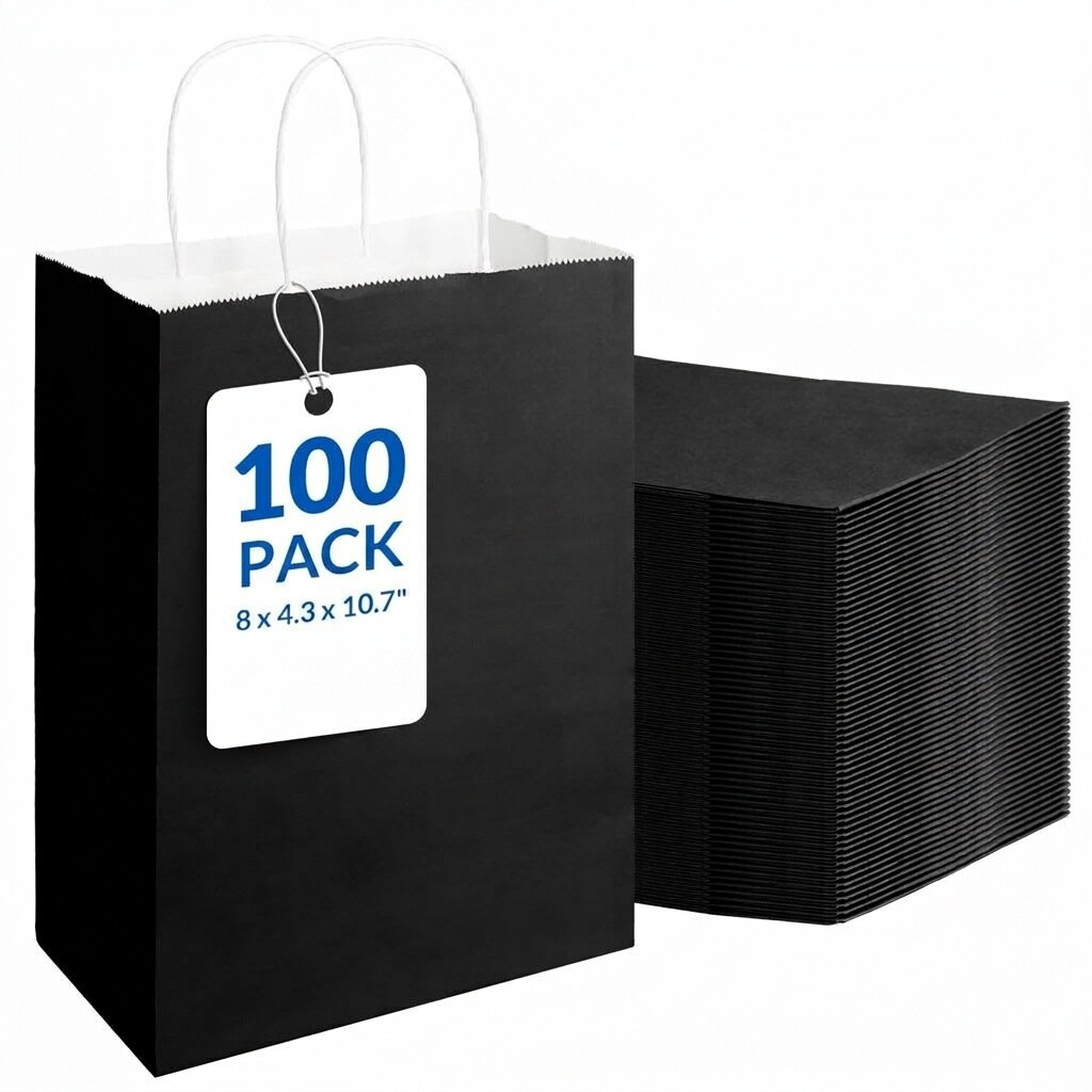 Afoxsos  Gift Bags with Handles Medium Size 100 pcs Pastel Color Kraft Paper Bags for Wedding Birthday Party Supplies Customizable Bulk Set