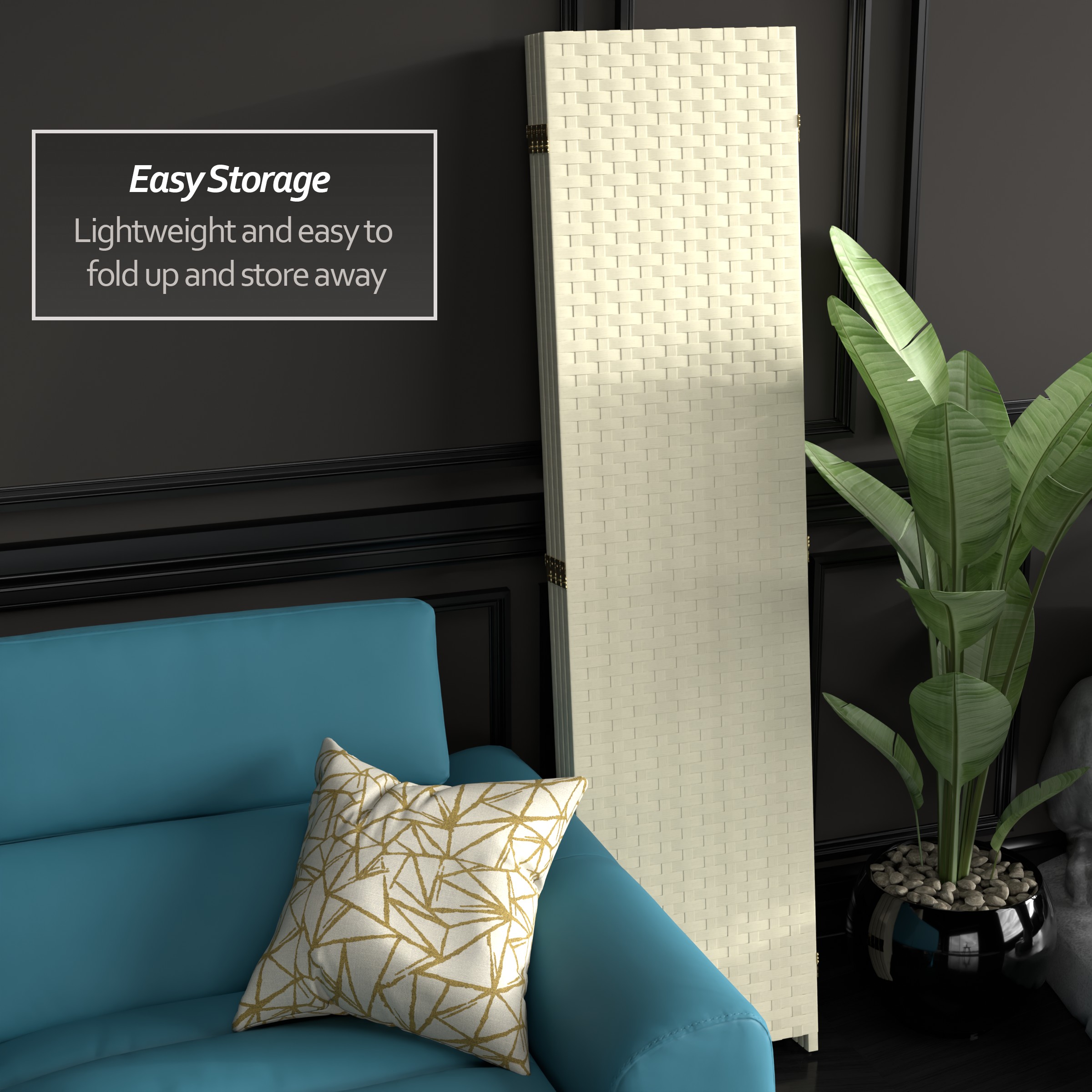 Oriental Furniture SSFIBER-4P-CRM Indoor-Privacy-Screens - View #5
