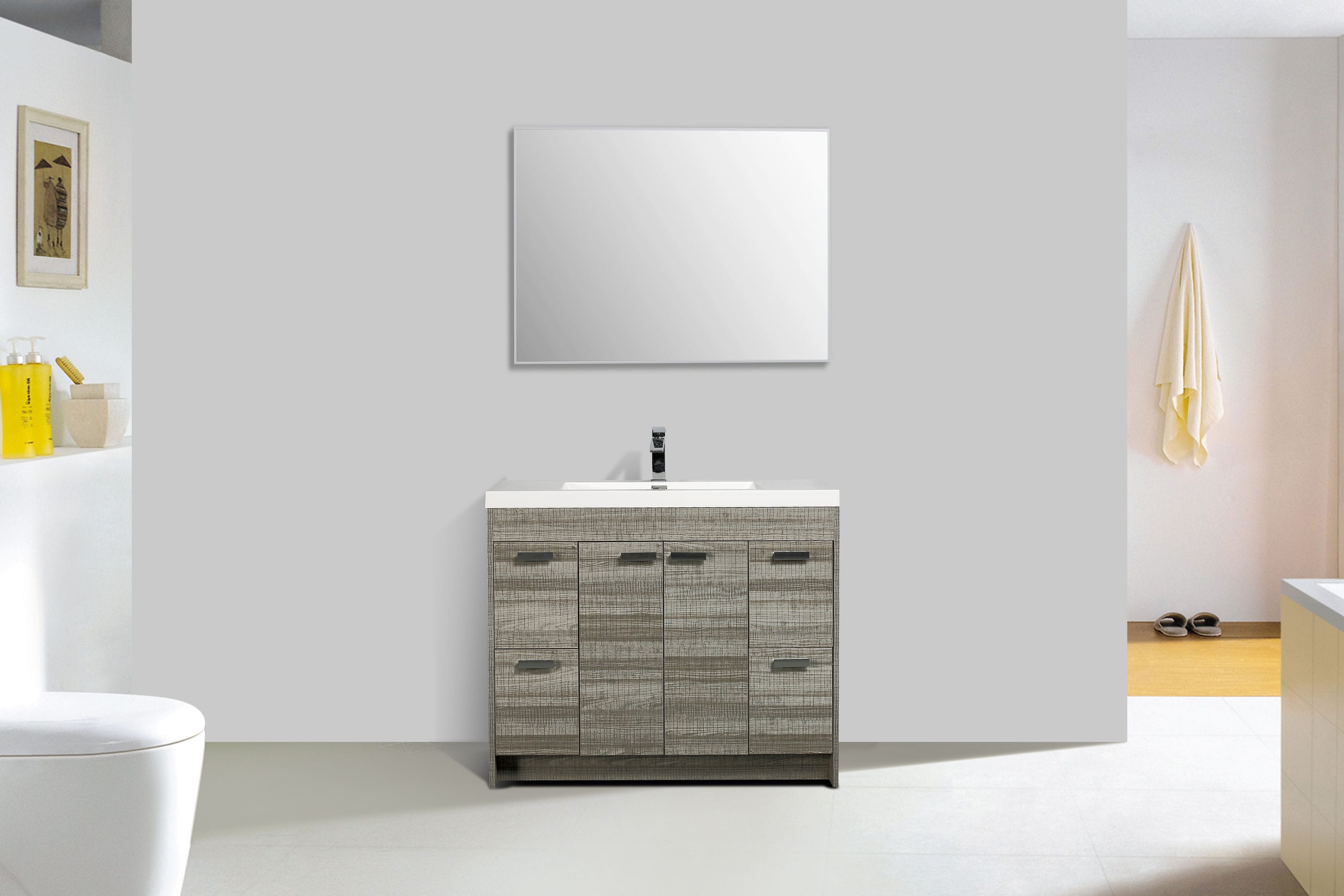 Eviva Lugano 42-in Black Single Sink Bathroom Vanity with White Acrylic ...