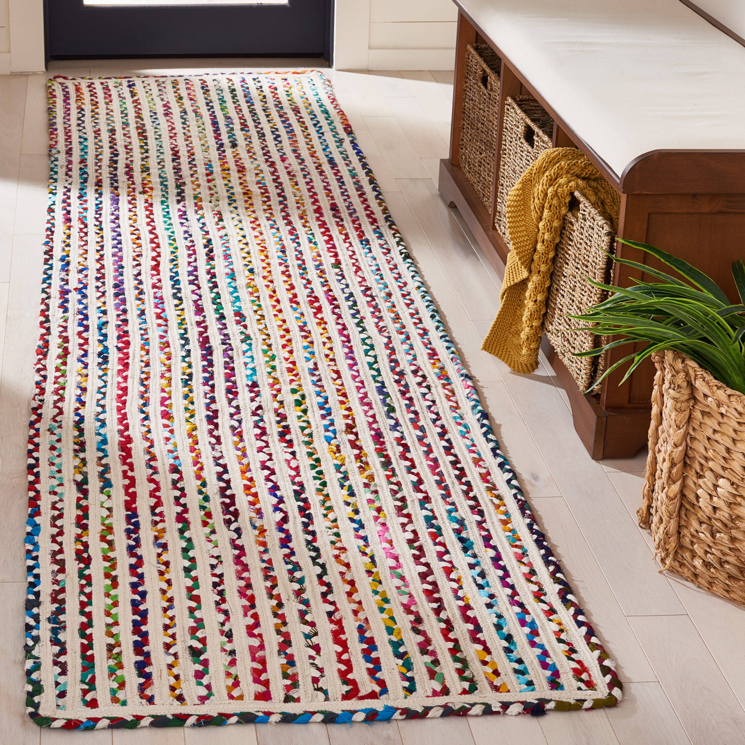  Braided 261 Ivory/Multi Bohemian 2ft-3in x 9ft Runner Rug