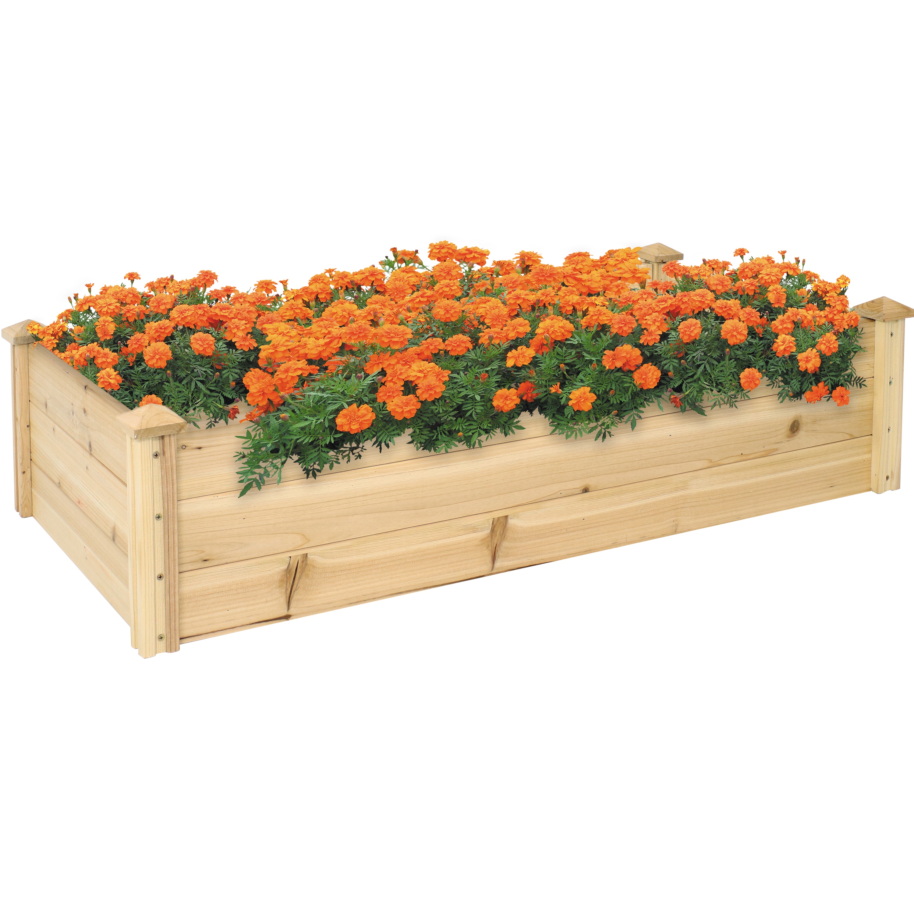 Sunnydaze Decor HB-727 48.25-in W x 24.0-in L x 12.25-in H Elevated Brown Wood Raised Garden Bed