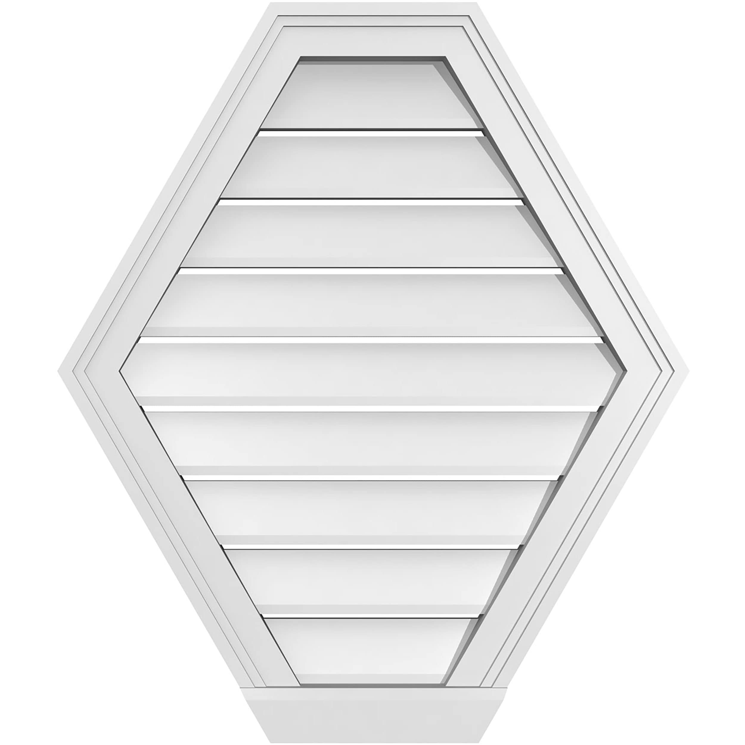 Ekena Millwork GVPHP24X2803SF 24-Inches x 28-Inches Off-white Peaked PVC Gable Louver Vent
