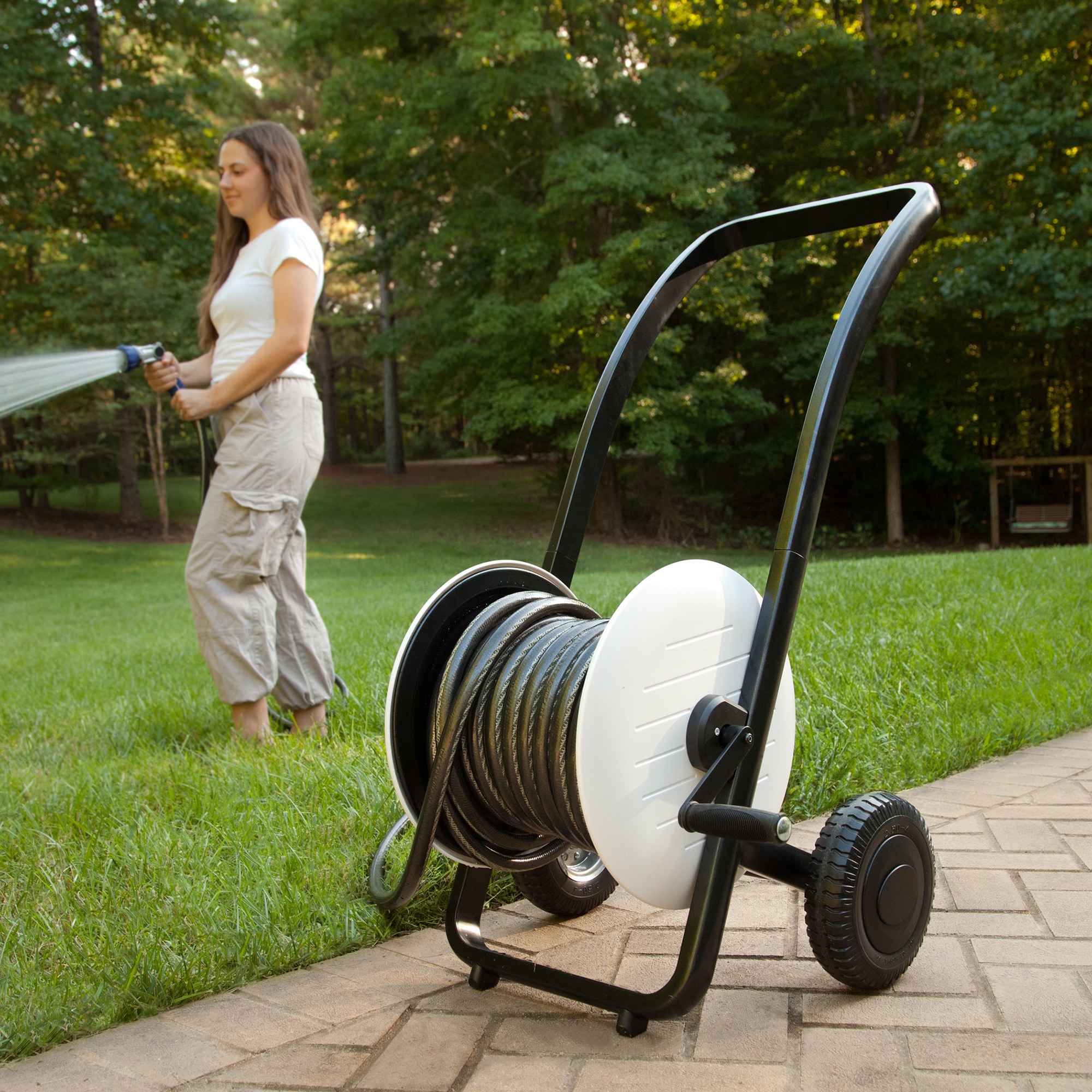 Style Selections Steel 200-ft Cart Hose Reel in the Garden Hose Reels  department at