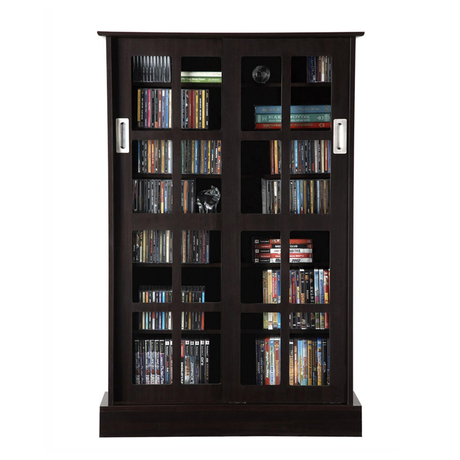 JASMODER Black Glass Cabinet Display Case 4 Shelves with Door