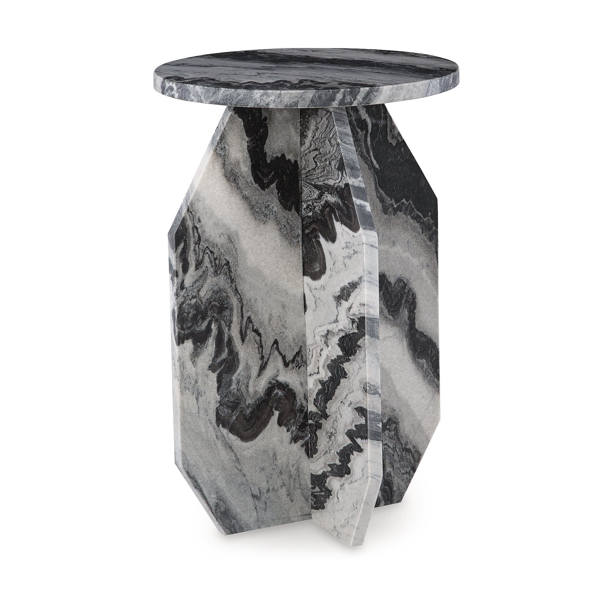 Signature Design by Ashley Wrenlane Multi Color Marble Accent Table with Sculptural Base