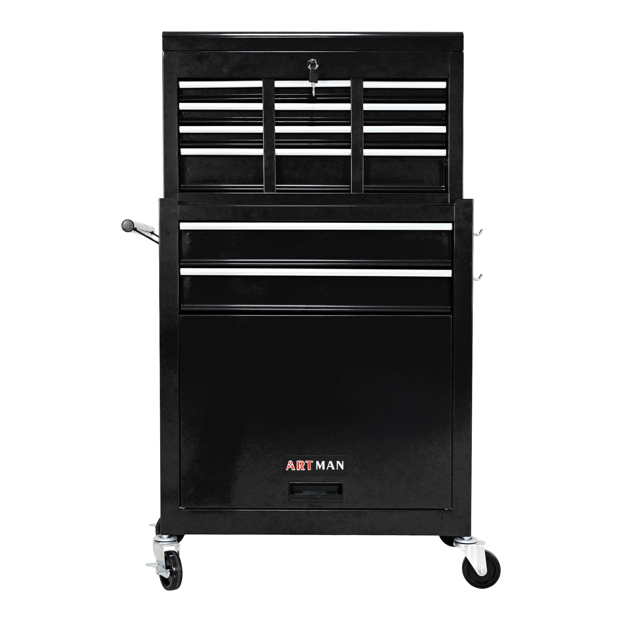 LOVMOR  8 Drawer Ball Bearing Slide Tool Chest Lockable Tool Storage Organizer for Garage Workshop with Locking Wheels Steel Black Sansujyuku sansujyuku.com