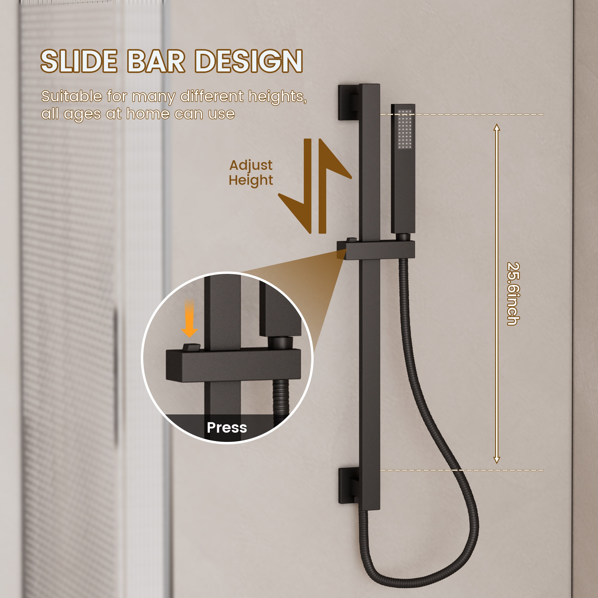 CASAINC CA-A4372-MB Showerhead-Bar-Panels - View #6
