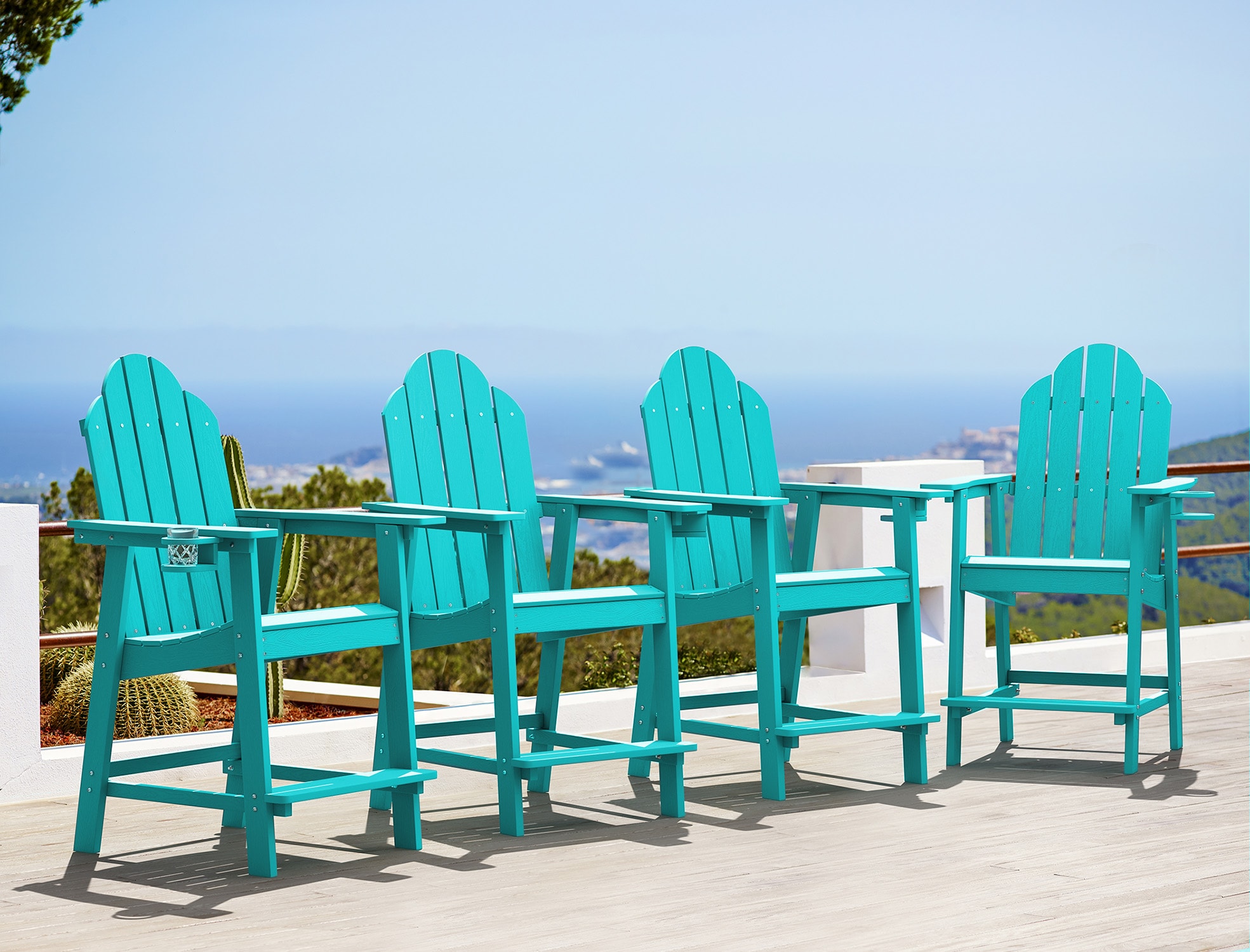 LUE BONA The Adirondack Set of 4 Aruba Blue Plastic Frame