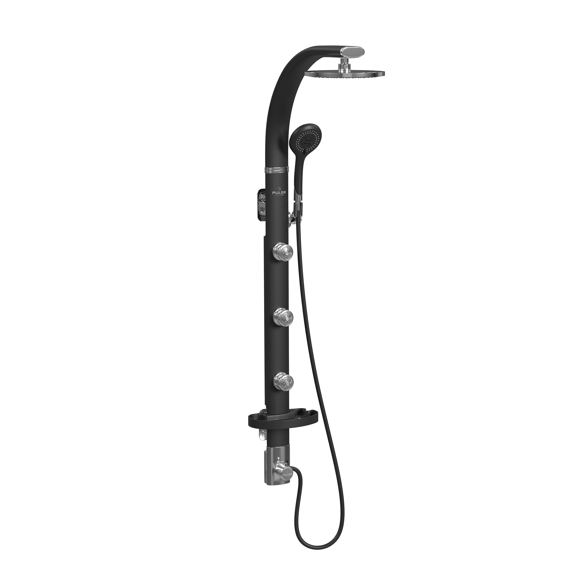 PULSE 1017-B Black aluminum with chrome fixtures 9-in Shower Faucet Bar System with 3-way Diverter