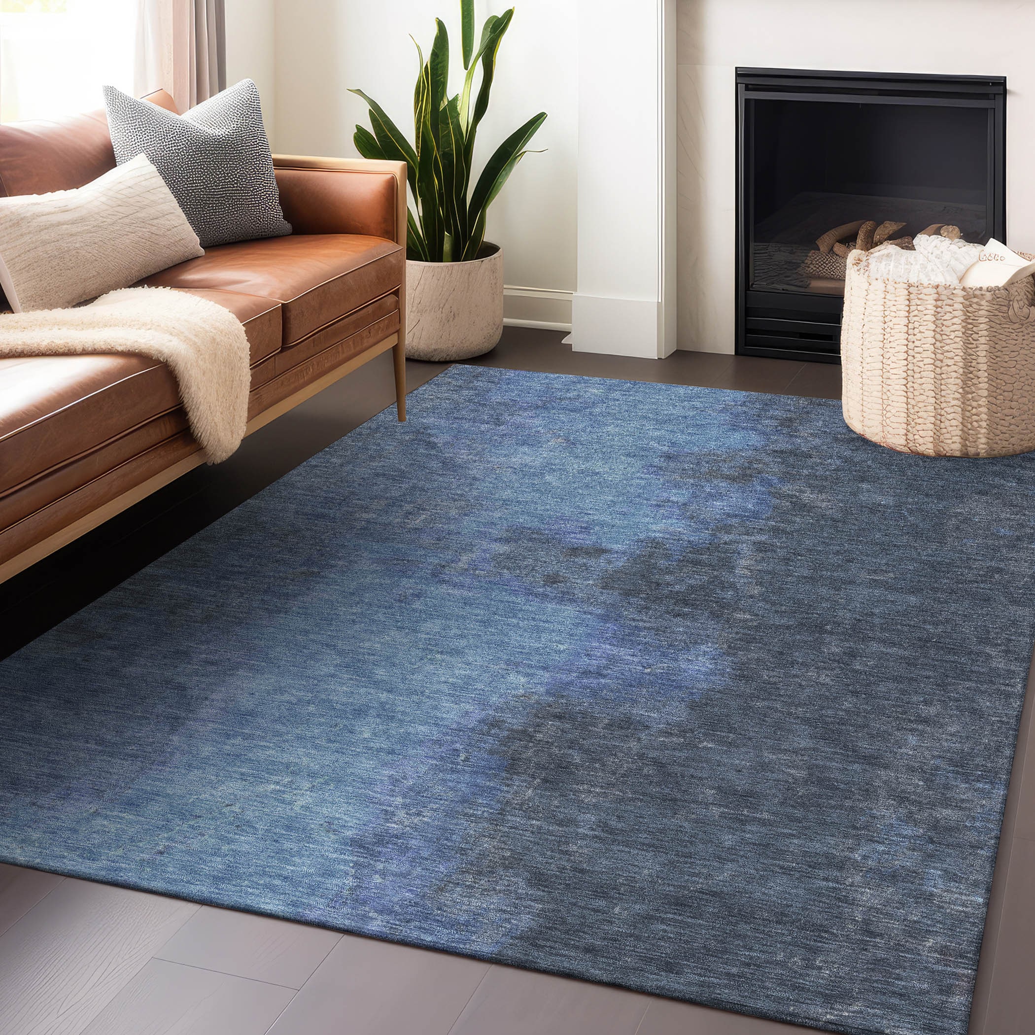 Addison Rugs ACN1742NA8X10 Chantille ACN1742NA 8 x 10 (ft) Loomed Polyester Navy Rectangular Indoor/Outdoor Machine washable Area rug