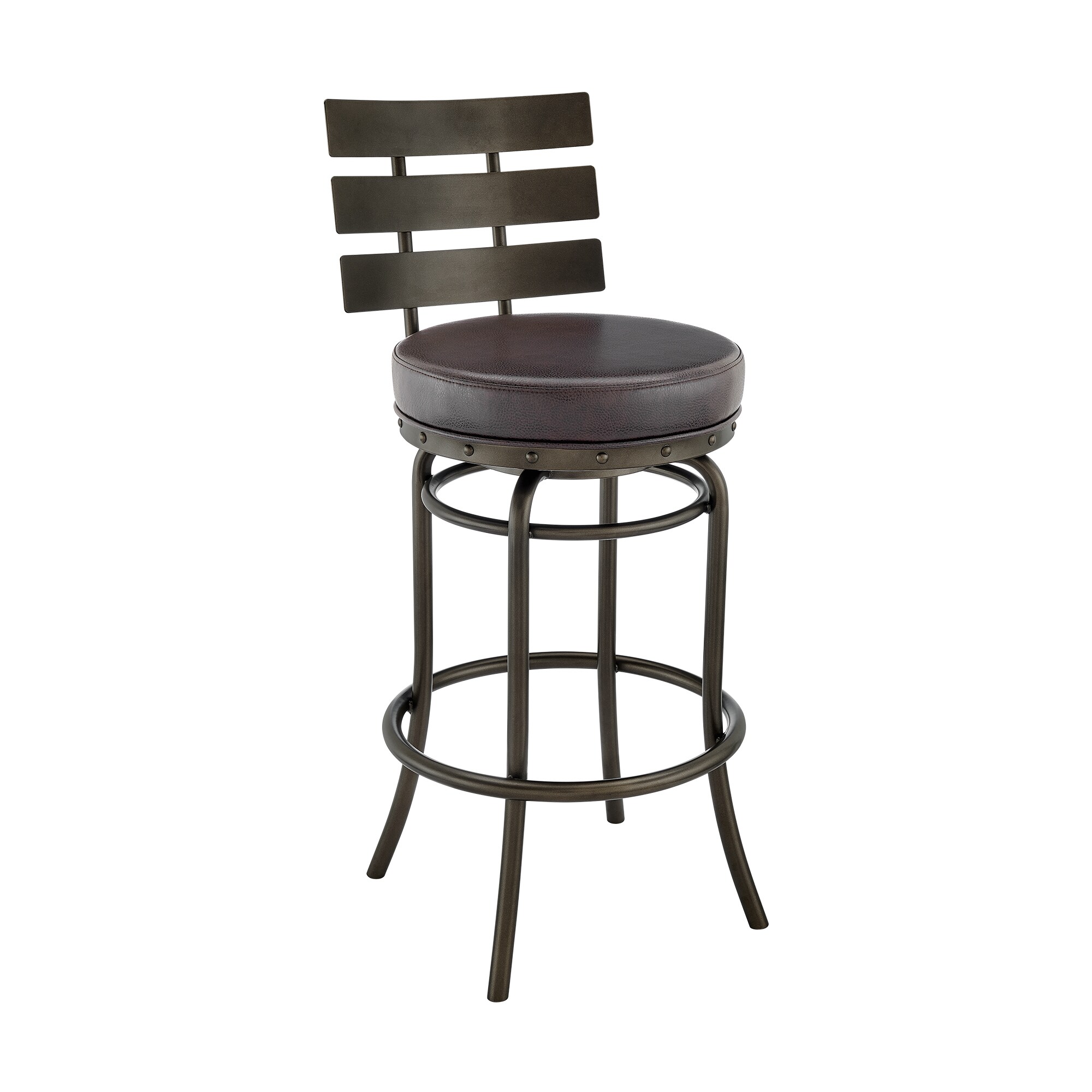 Armen Living 840254333673 Mocha 26.0-Inches H Counter height Bucket seat Upholstered Swivel Metal Bar Stool and Back