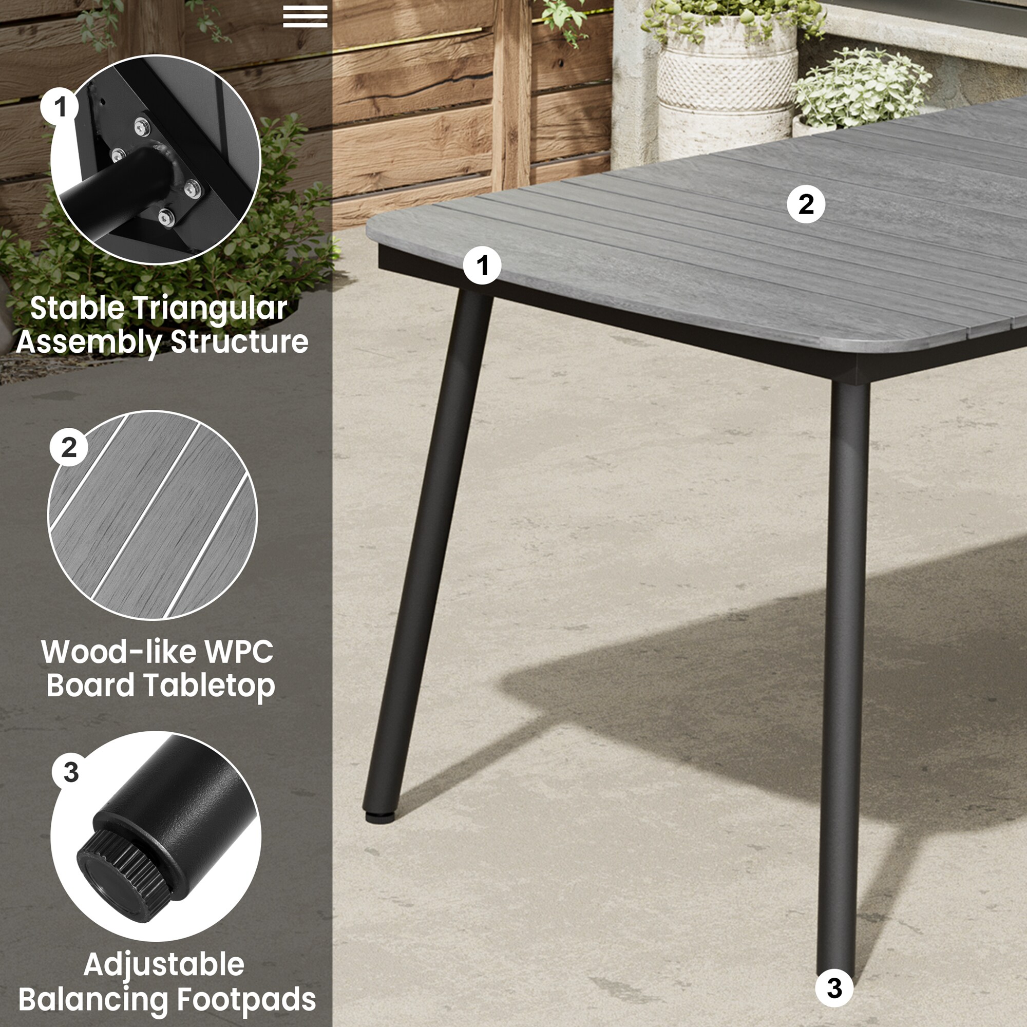 Crestlive Products CL-TB059GRY180 Patio-Tables - View #5