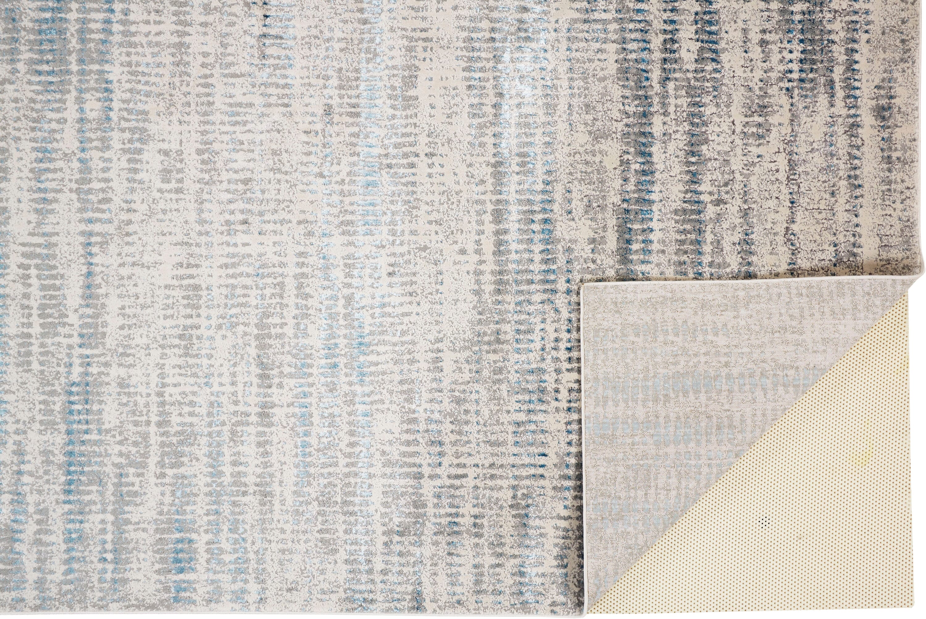 Blue Abstract Reversible Rectangular Synthetic Rug 4' x 6'
