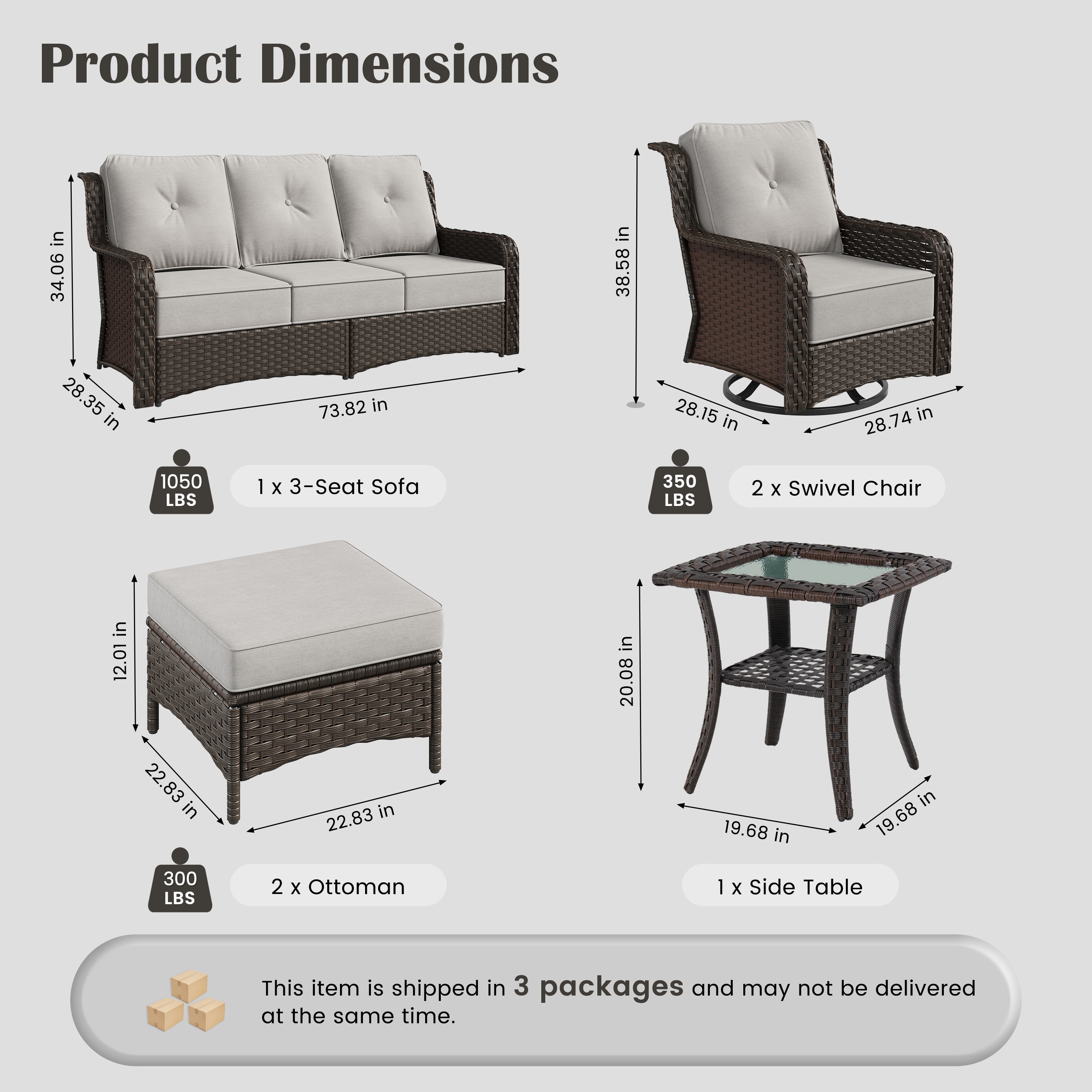 AURA OUTDOOR LS-ORCS-135GY Patio-Conversation-Sets - View #7