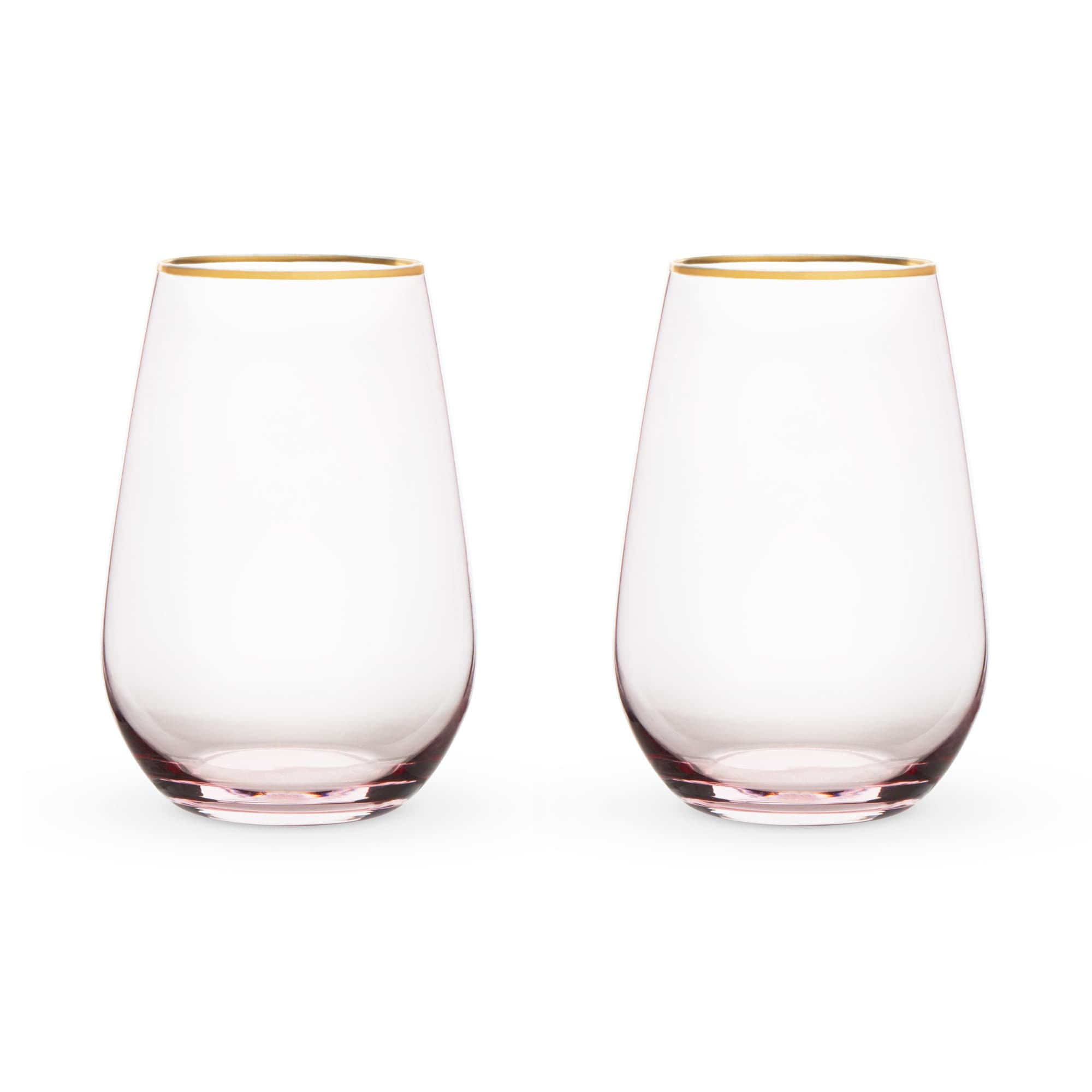 Twine Rose Crystal Stemless Wine Glasses Set of 2