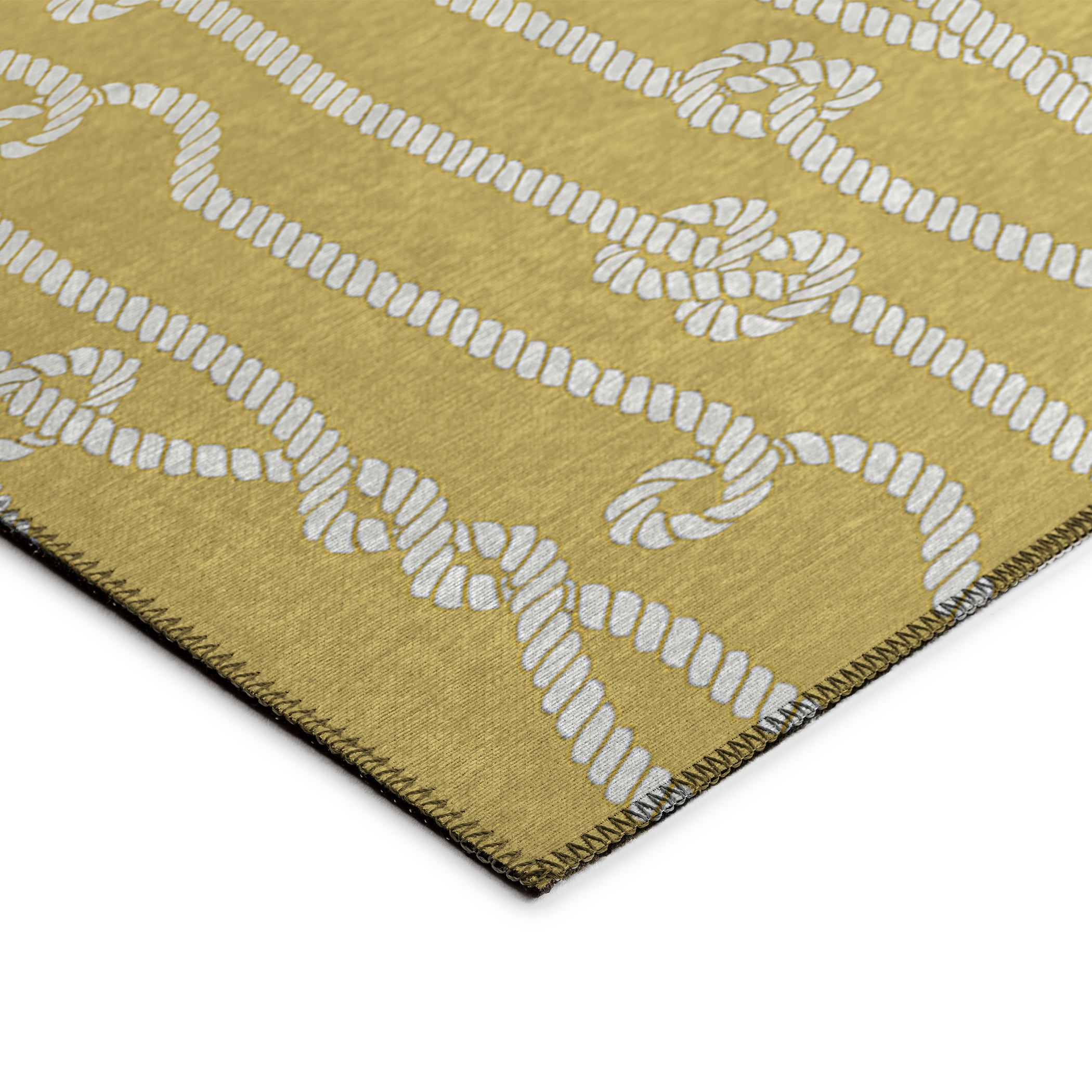 Gilded Yellow and White Flat Woven Chenille 10' x 14' Rug
