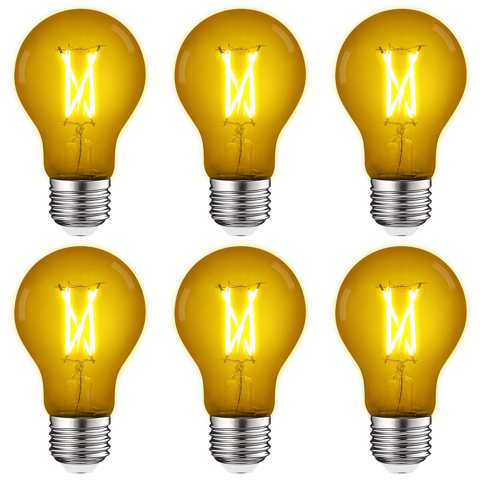 Luxrite LR21725-6PK 60 -Watt EQ A19 Yellow Medium base (E-26) LED Decorative Light Bulb 6 -Pack