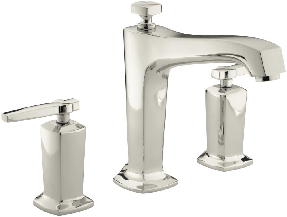 KOHLER T16237-4-SN Margaux Vibrant Polished Nickel 2-handle Deck-mount Roman Low-arc Bathtub Faucet