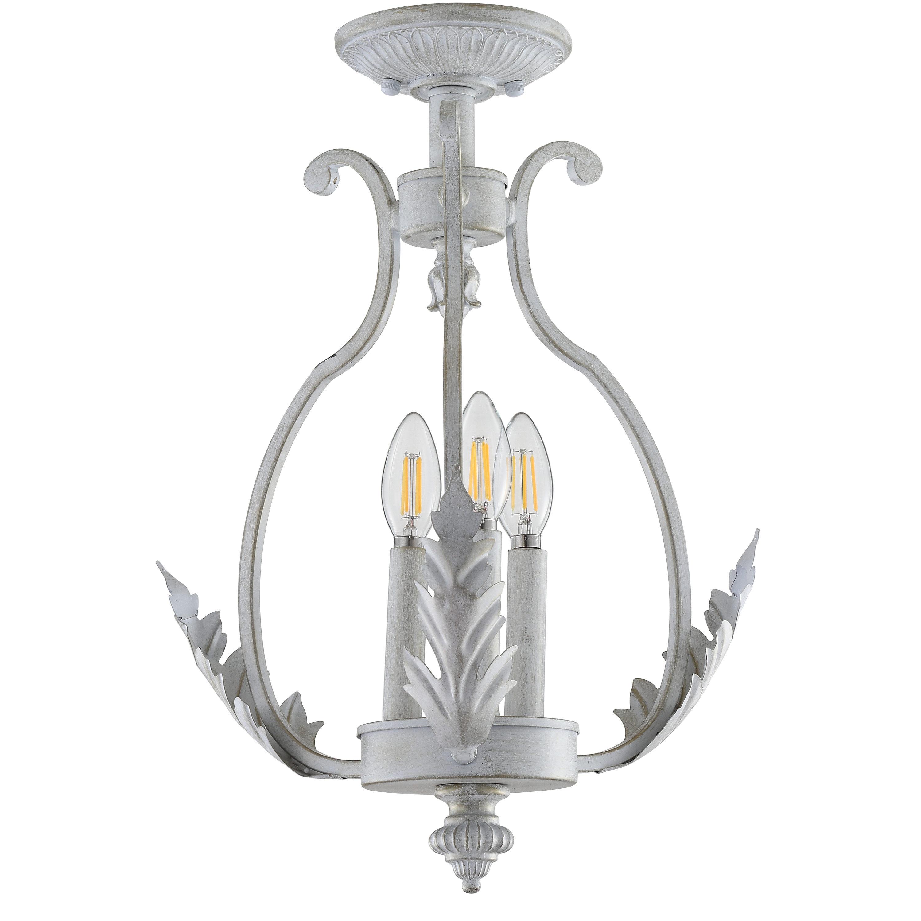 Antique White Metal LED Semi-Flush Mount Light