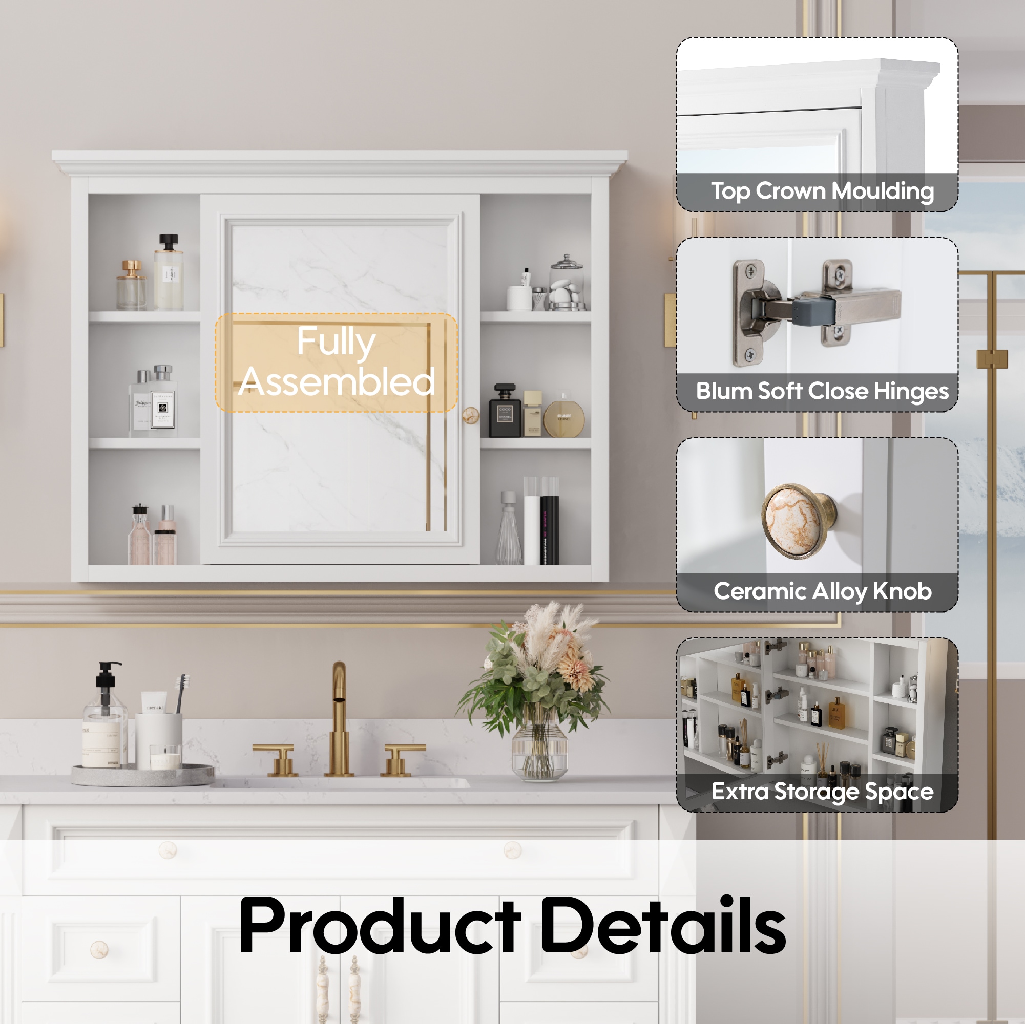 WELLFOR HA4030MC-WT Bathroom-Medicine-Cabinets - View #5