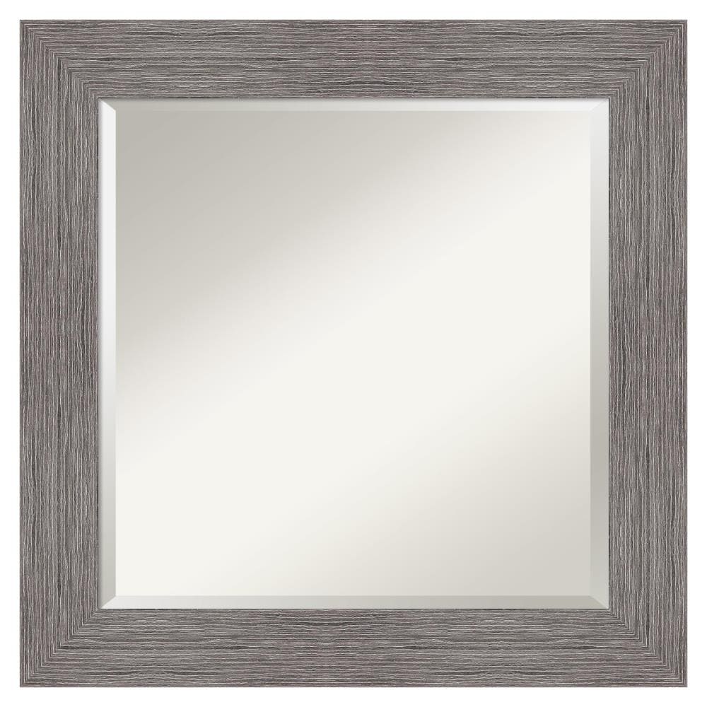 Amanti Art DSW4960867 Pinstripe 25.5-in x 25.5-in Framed Square Bathroom Vanity Mirror ( Distressed Grey )