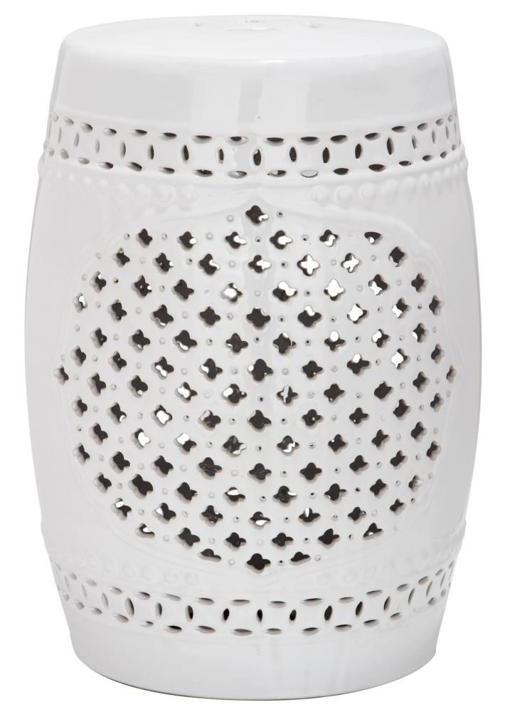 Safavieh 17.5-in White Ceramic Barrel Garden Stool #ACS4506A