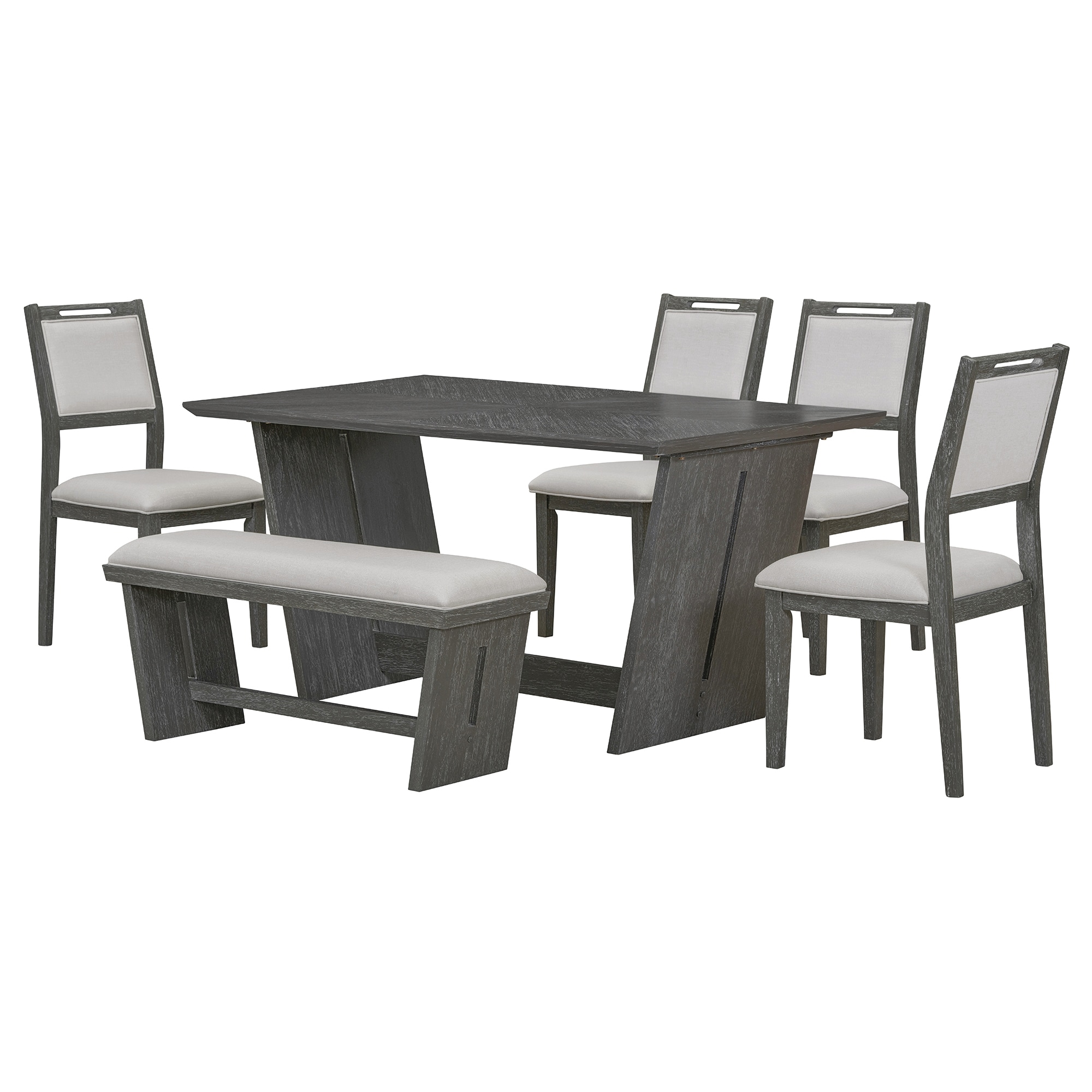 Qualler FSUDTM027E Gray Contemporary/Modern Dining Room Set with Rectangular Table ( Seats 4 )