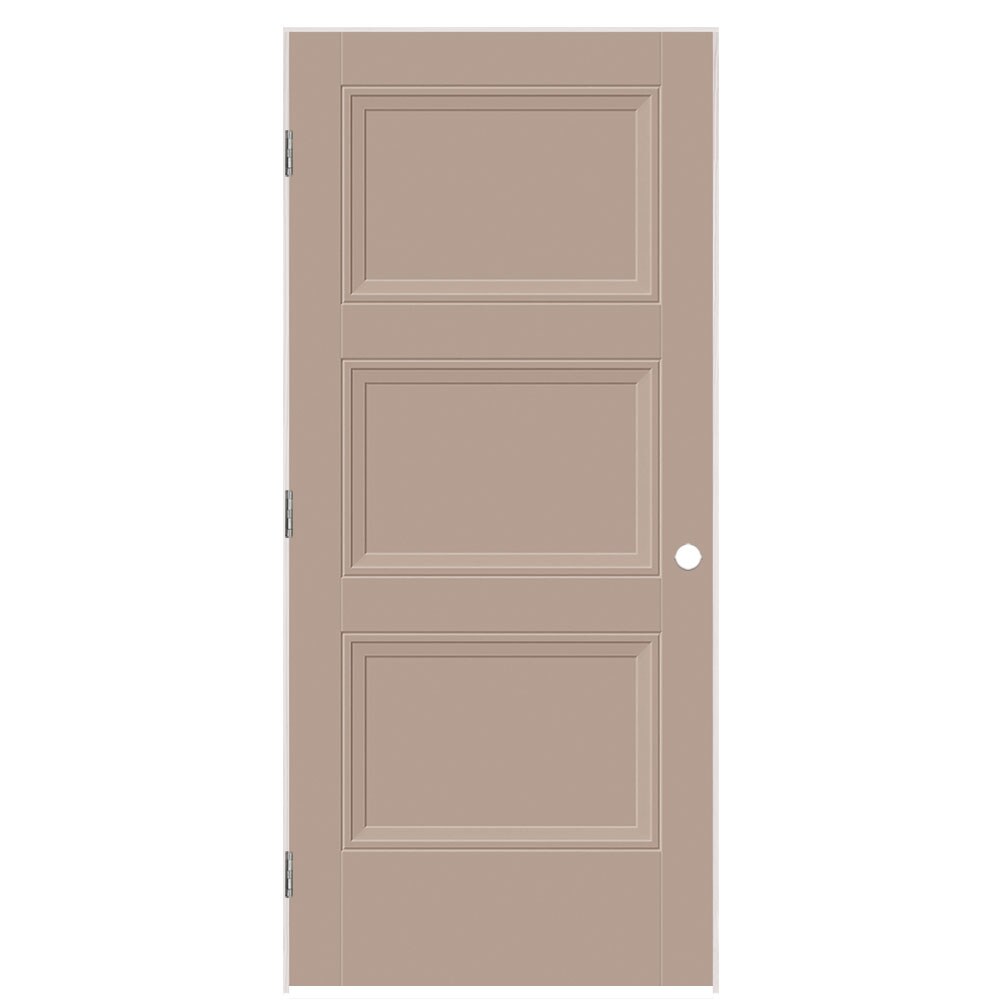 Masonite 1573145 36-in x 80-in Sandpiper Hollow core 3-panel square Right hand Smooth Prefinished Molded composite Flat Jamb Single Prehung Interior Door