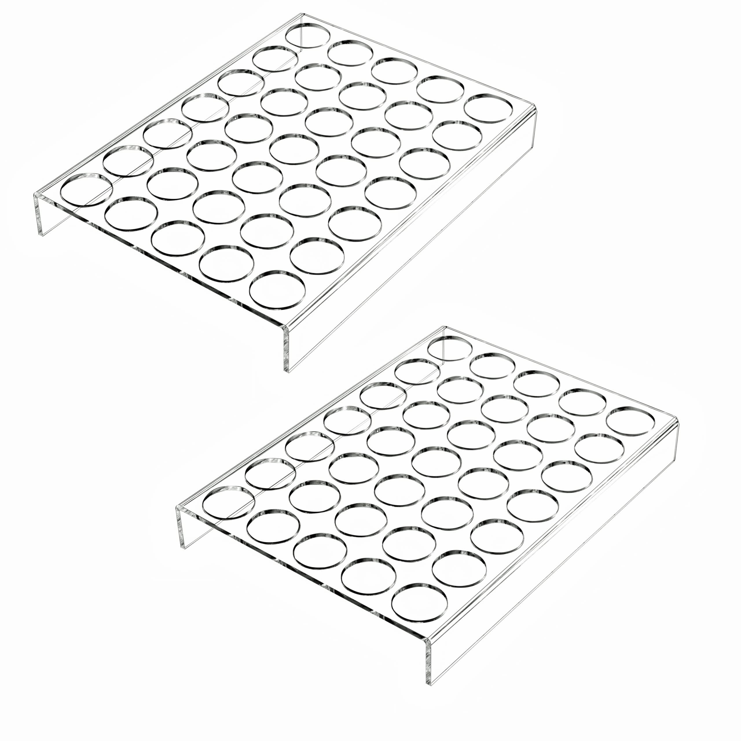 Misopily  2 Pack 35 Slot Clear Acrylic Coffee Pod Holder Tray for Countertop or Drawer 15.3 x 11.4 x 2 Inch Fits Standard K Cup Pods Kitchen Office