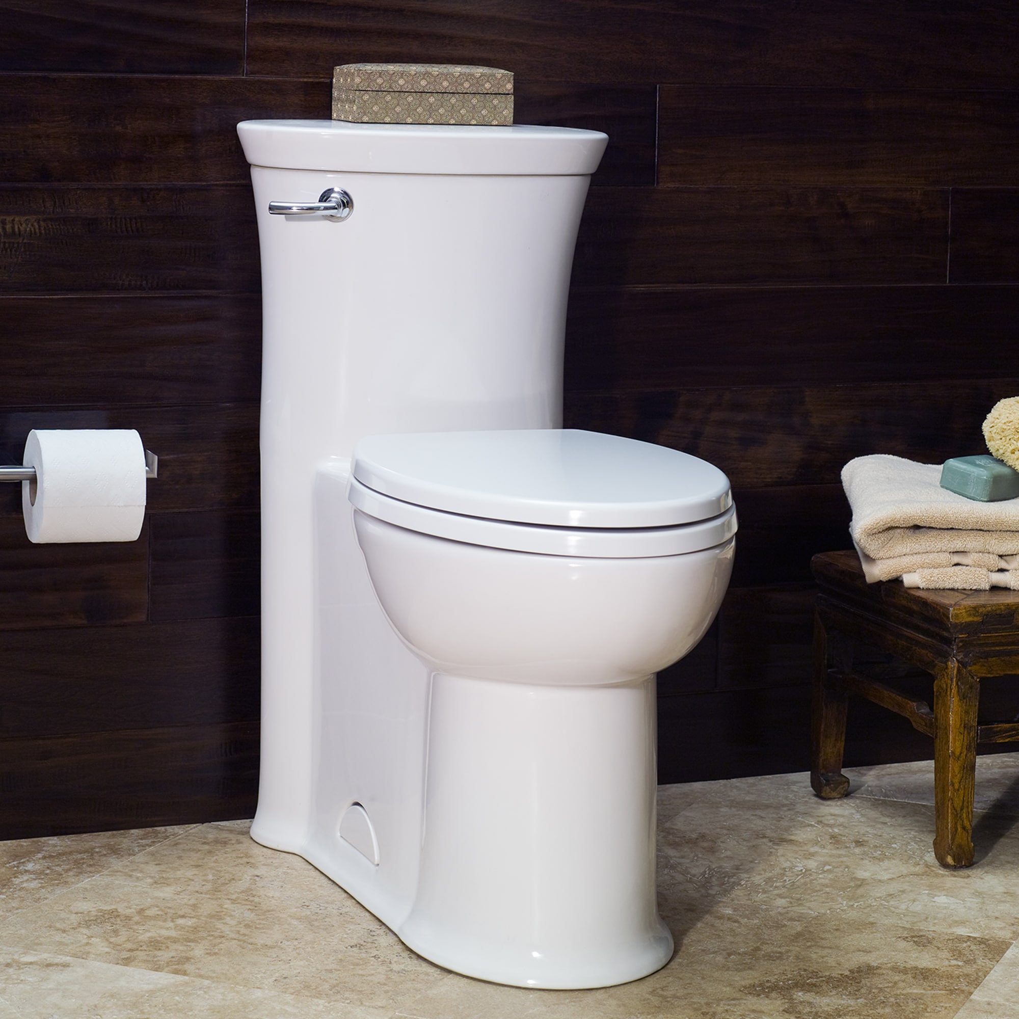 American Standard 2786128.020 Tropic White Elongated Chair height Soft Close 1-piece Toilet 12-in Rough-In WaterSense 1.28 GPF