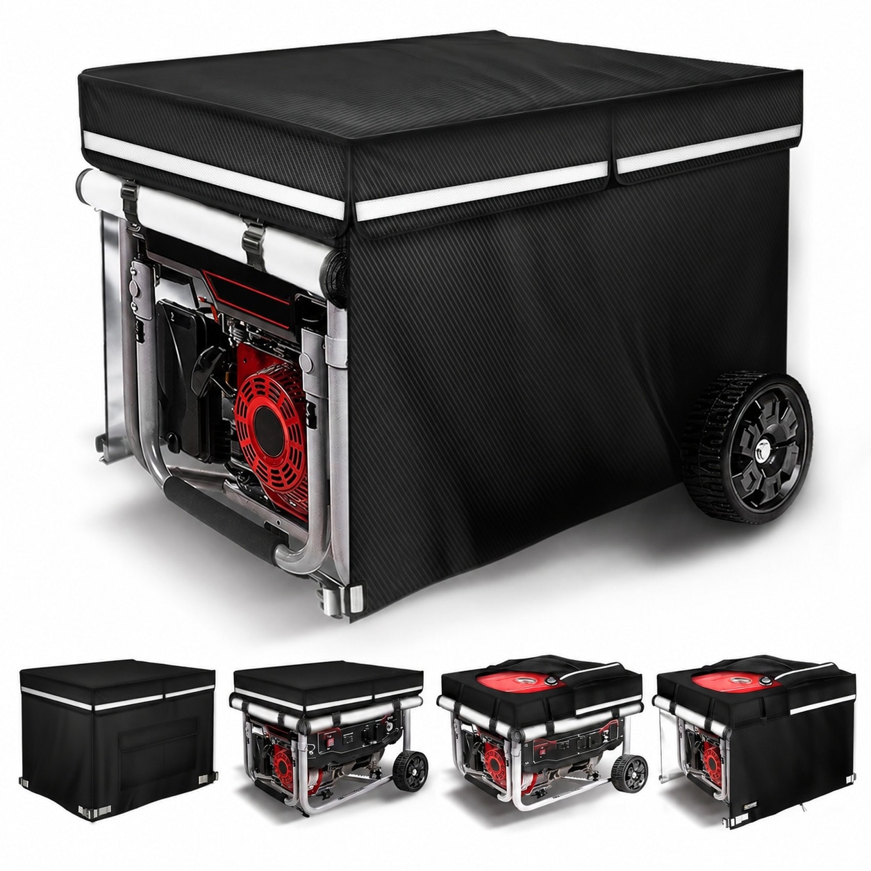Misopily  Outdoor Generator Cover 38 x 28 x 27 Inch Heavy Duty Waterproof Oxford Fabric Fits Generators Over 10000 Watts Top Opens All Sides Roll