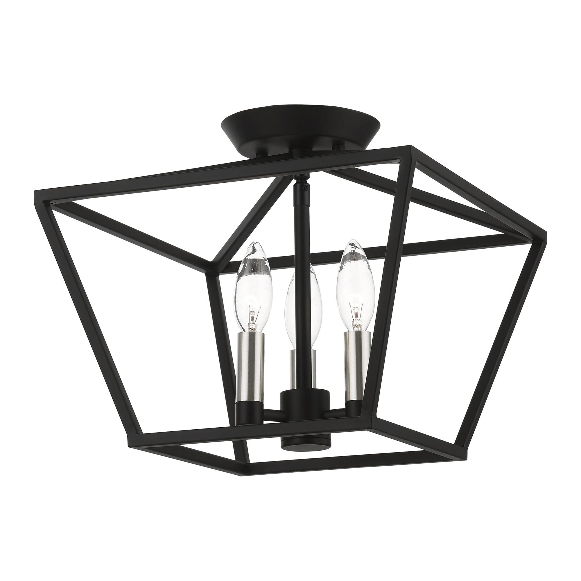 Devone 3-Light Black and Brushed Nickel Semi-Flush Mount