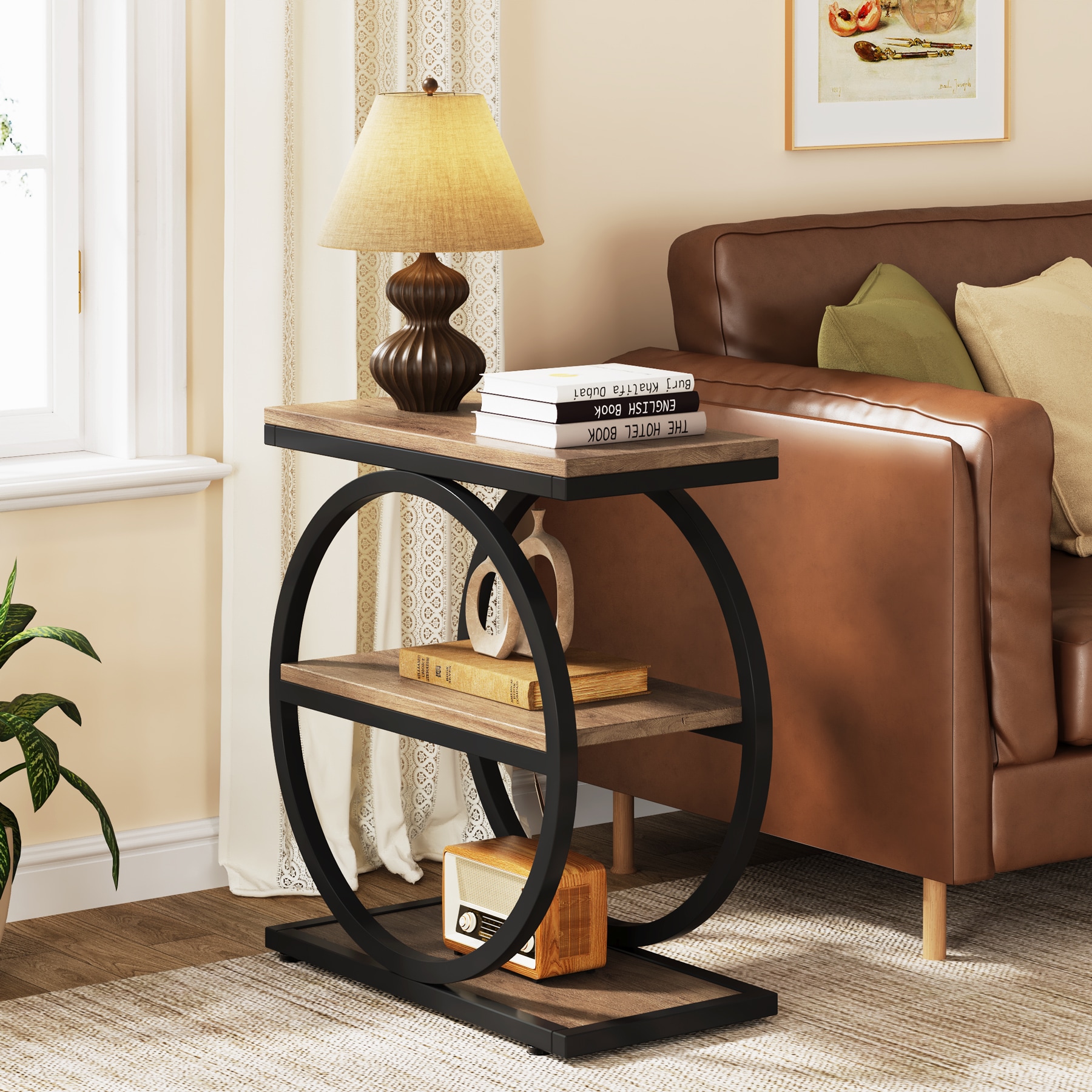 Tribesigns LWFD-JW0882 End table 23.6-in W x 25.6-in H Brown Wood Rectangular Modern End Table Assembly Required