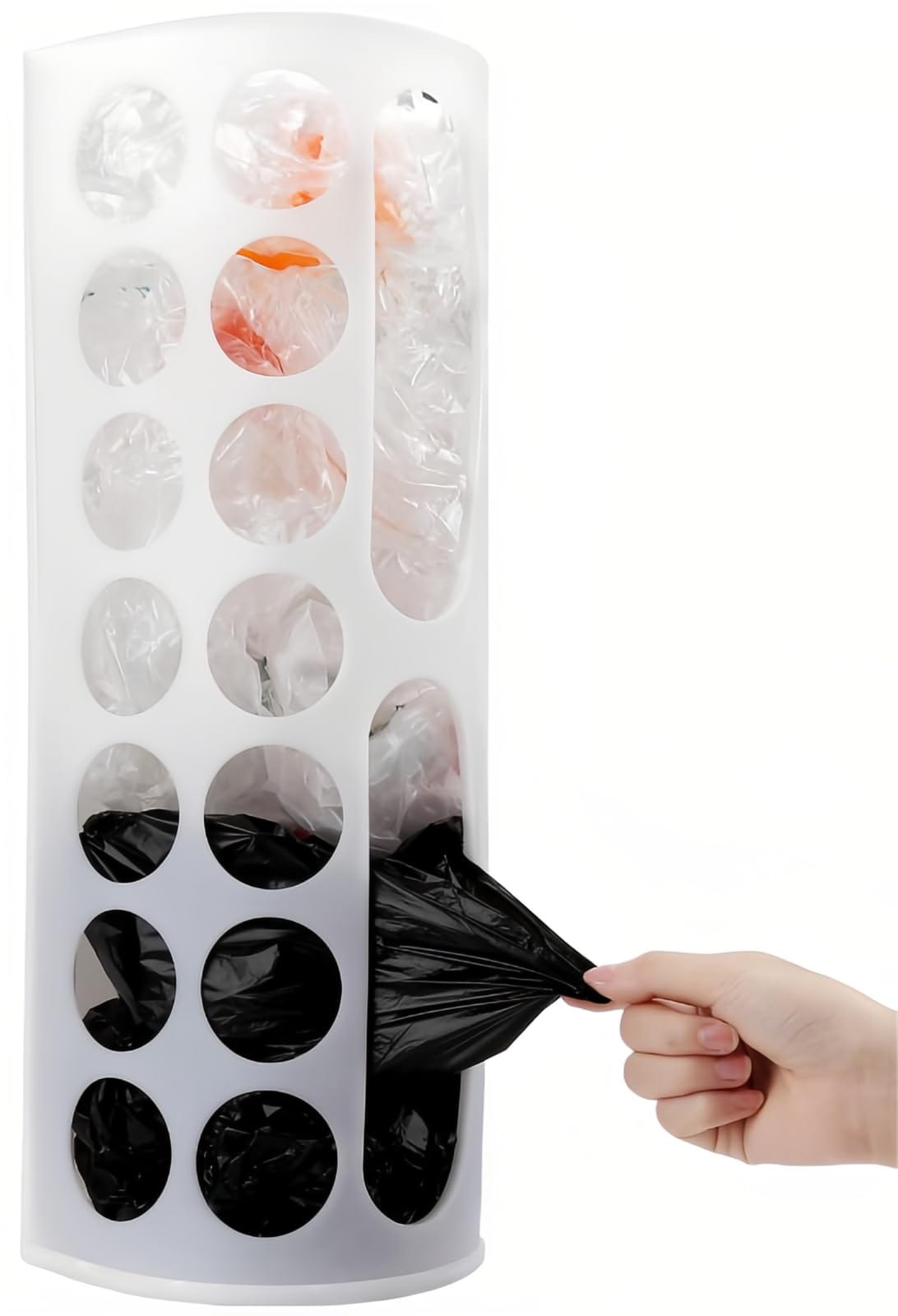 Phyfalip  Plastic Bag Holder Large Capacity Wall Mount Grocery Bag Dispenser Organizer for Kitchen Storage Multi Hole Design Lightweight Sturdy