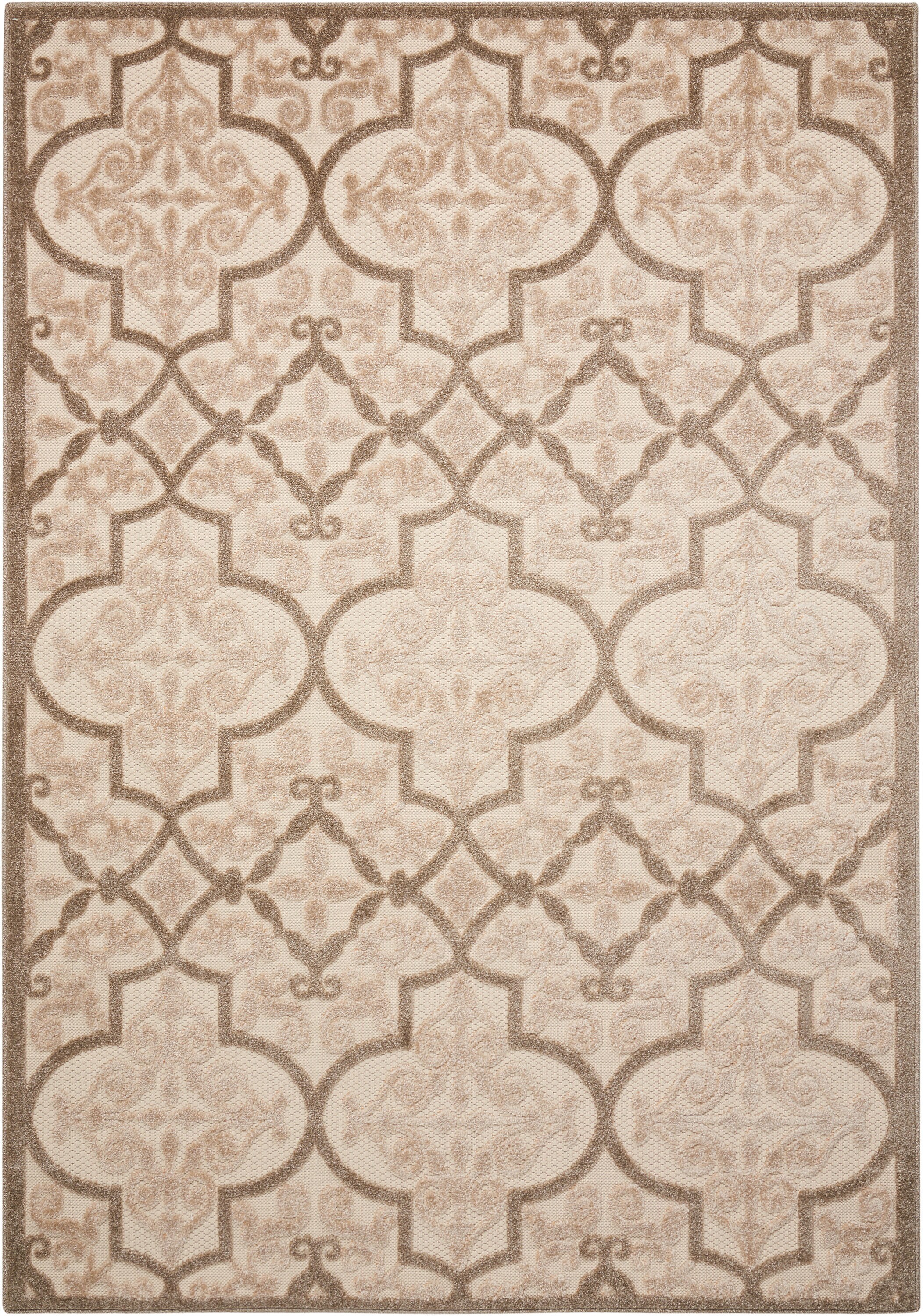 Cream Flat Woven Synthetic Rectangular 5' x 7' Area Rug