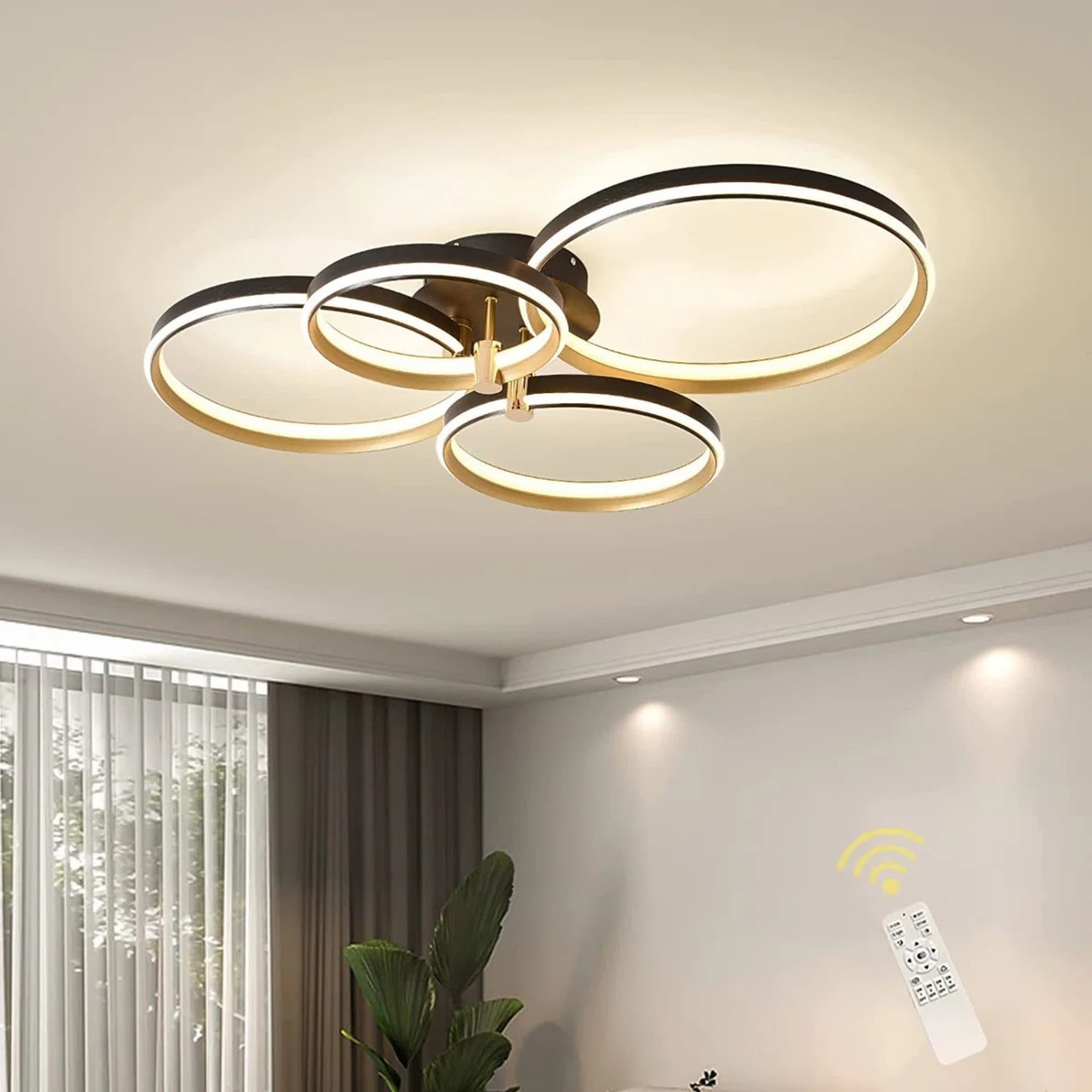 Siittoo 31.89-in W 4-Rings Dimmable LED Flush Mount