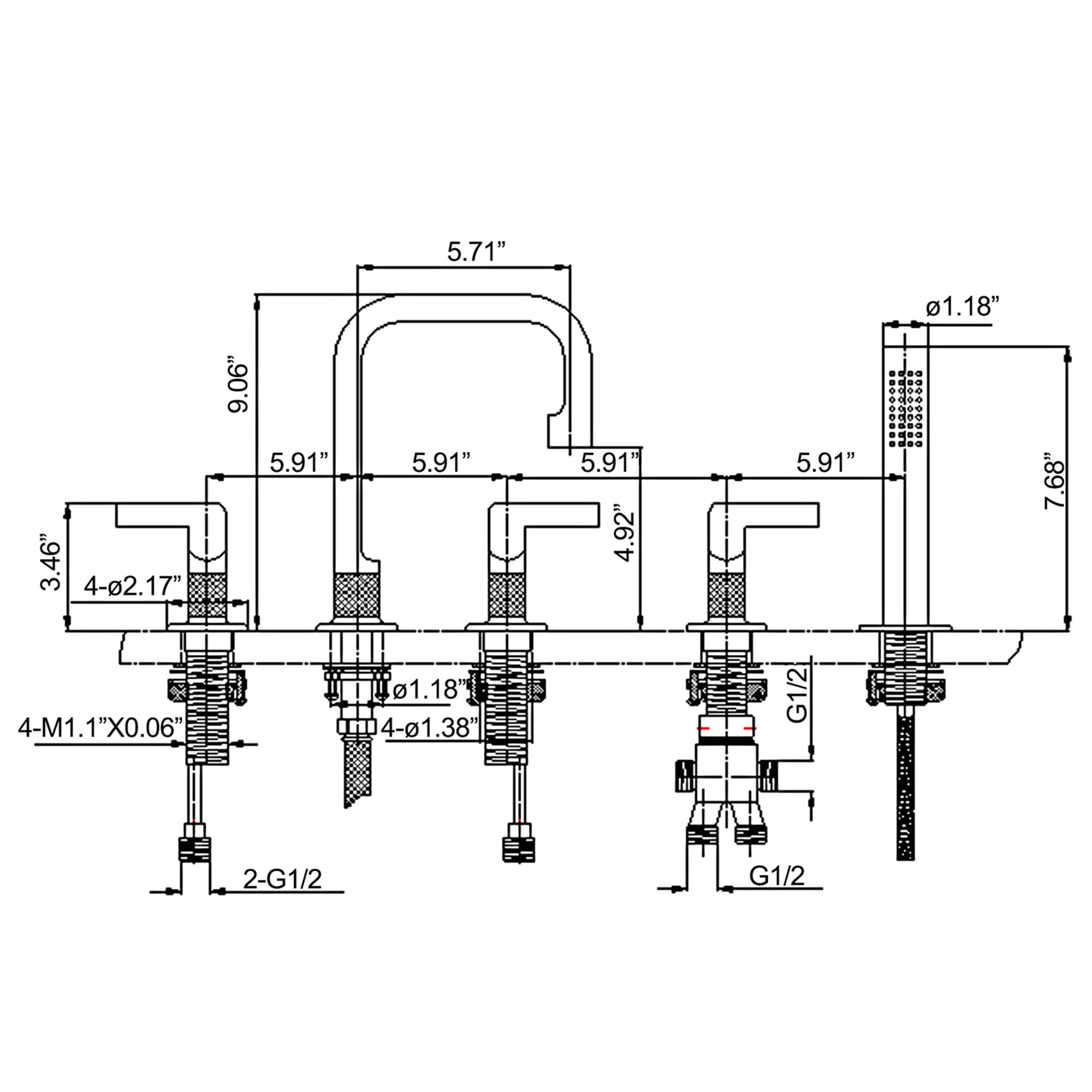 WELLFOR WB-0923 Roman-Tub-Faucets - View #6