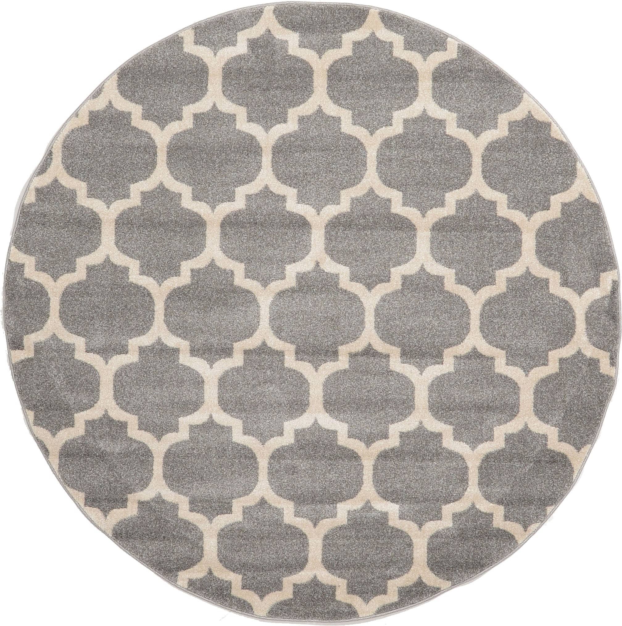 Unique Loom 3115916 Philadelphia Trellis 6 x 6 (ft) Loomed Polypropylene Gray/Beige Round Indoor Geometric Industrial Area rug