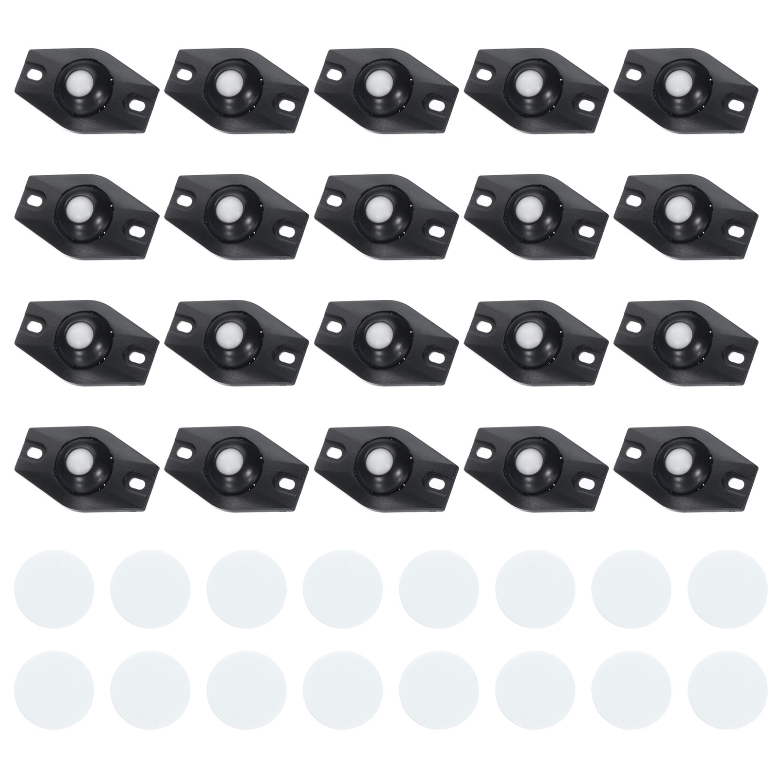 Unique Bargains 24pcs Self Adhesive Caster Wheels 360 Degree Rotation Mini Caster Swivel Rollers Universal Sticky Swivel Wheels for Furniture Storage Bins Trash Can (Black 1 Nylon Rolling Ball)