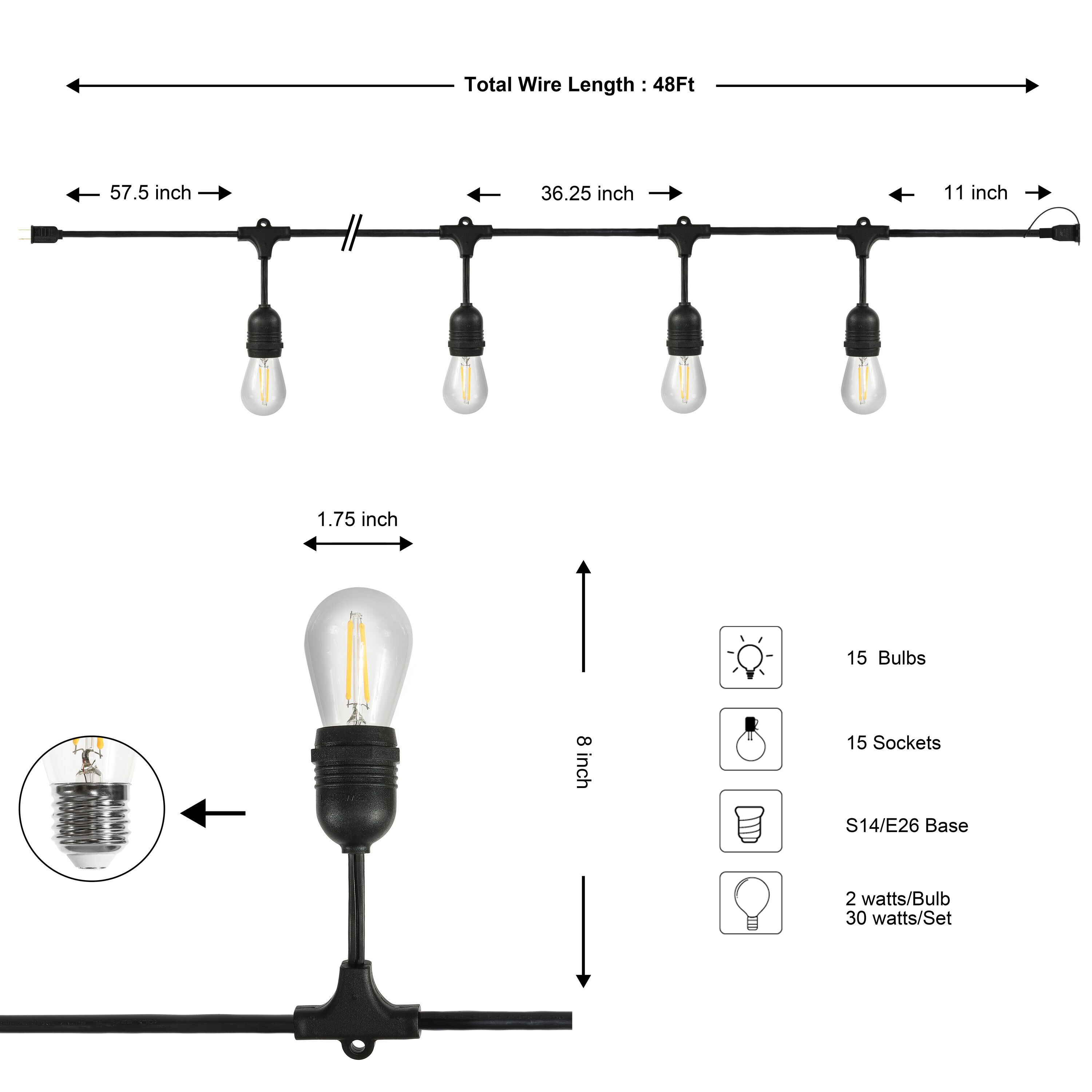 JONATHAN  Y JYL8702A Patio-String-Lights - View #5