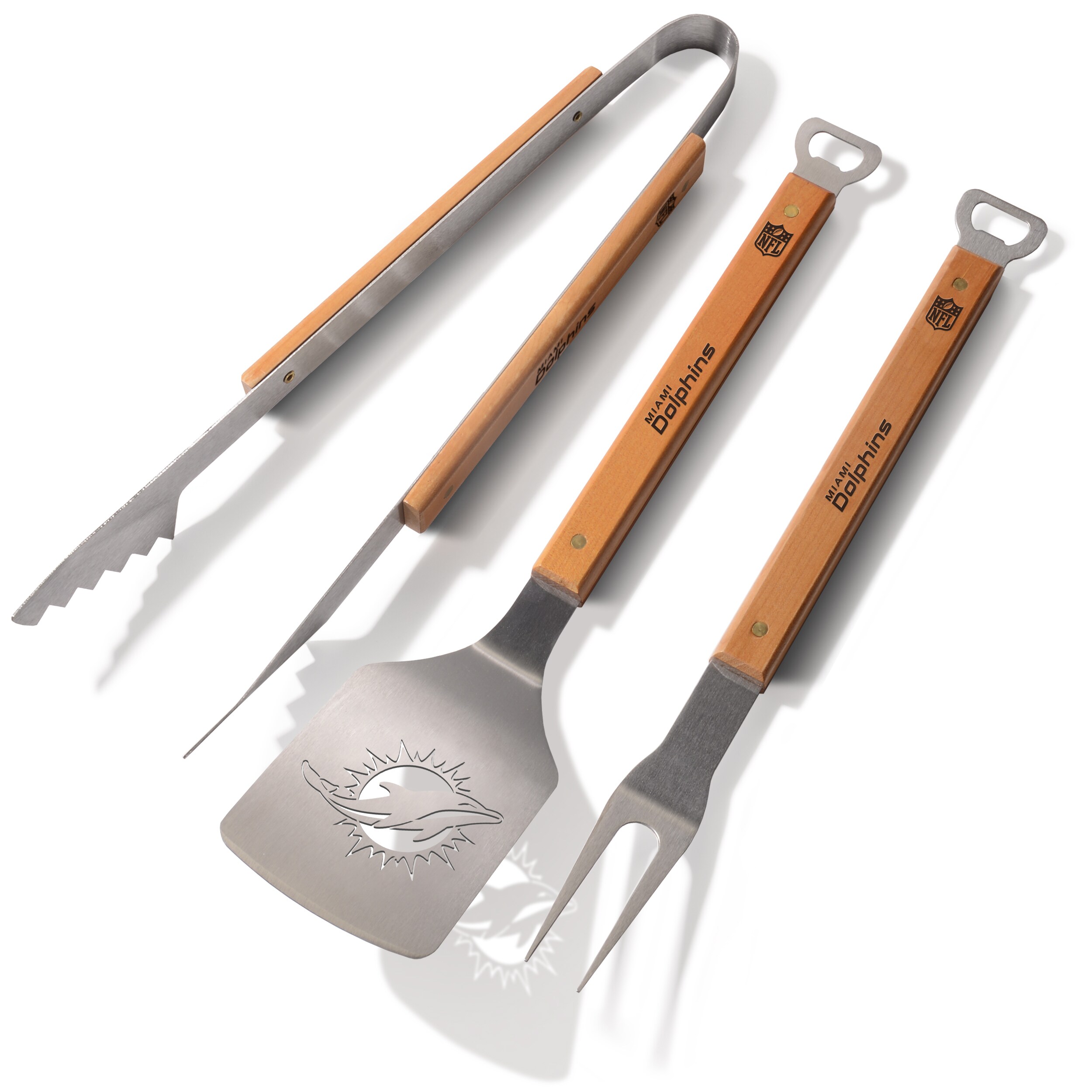 Sportula 7012629 Miami Dolphins Classic Series 3-Piece BBQ Set 3 -Piece Stainless steel Tool set